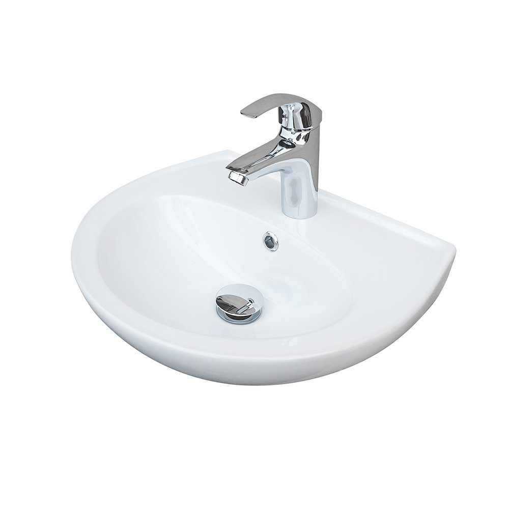 Belvit Waschbecken BV-WB4301 (einzel, 1-St), Waschbecken Heide Weiß Keramik günstig online kaufen