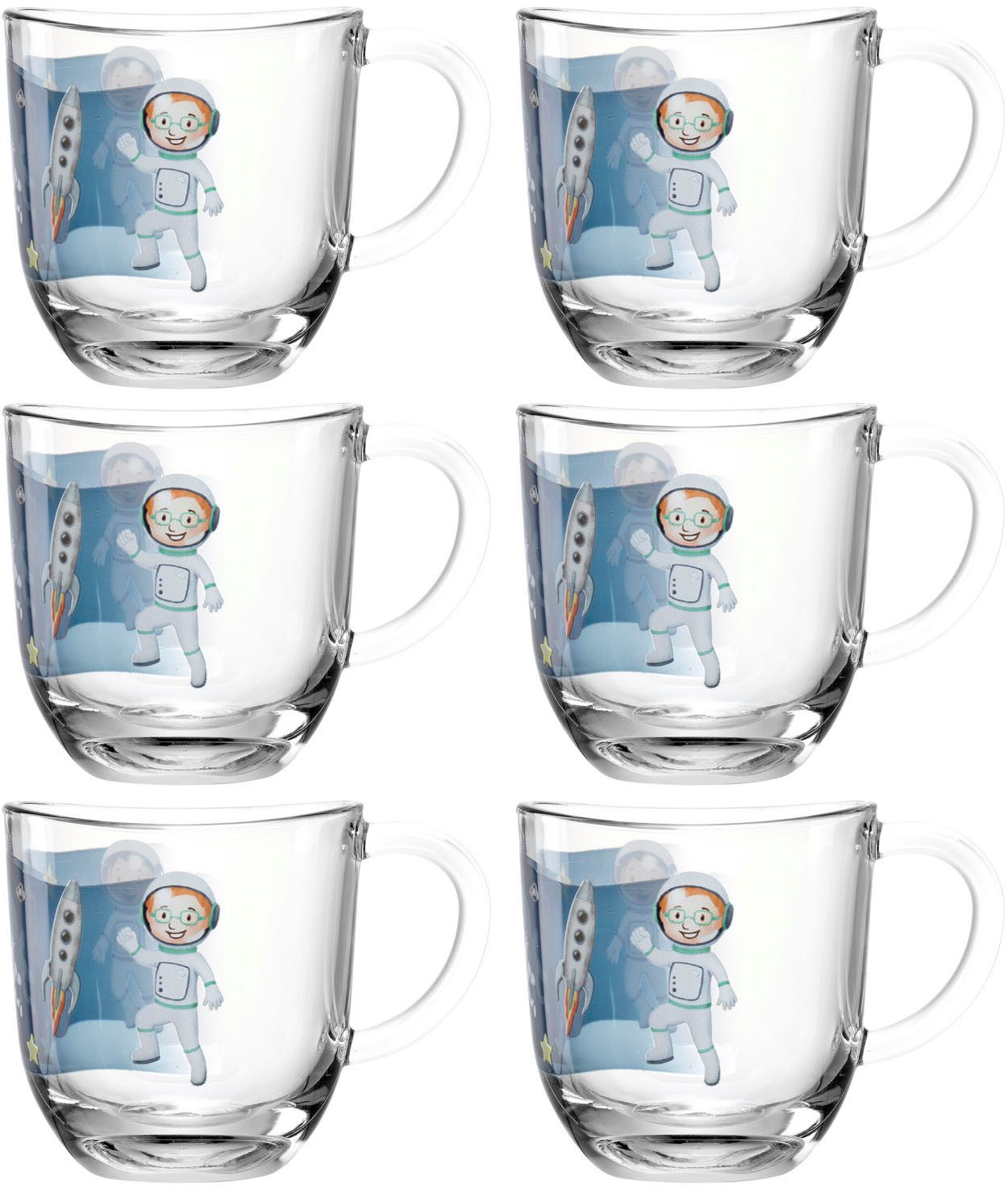 LEONARDO Tasse Weltall BAMBINI AVVENTURA, 6-tlg., Glas, 280 ml, 6-teilig