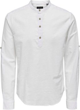 ONLY & SONS Langarmhemd ONSCAIDEN LS HALFPLACKT LINEN SHIRT