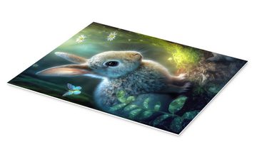 Posterlounge Forex-Bild Dolphins DreamDesign, Niedliches Kaninchen im Wald, Kinderzimmer Kindermotive