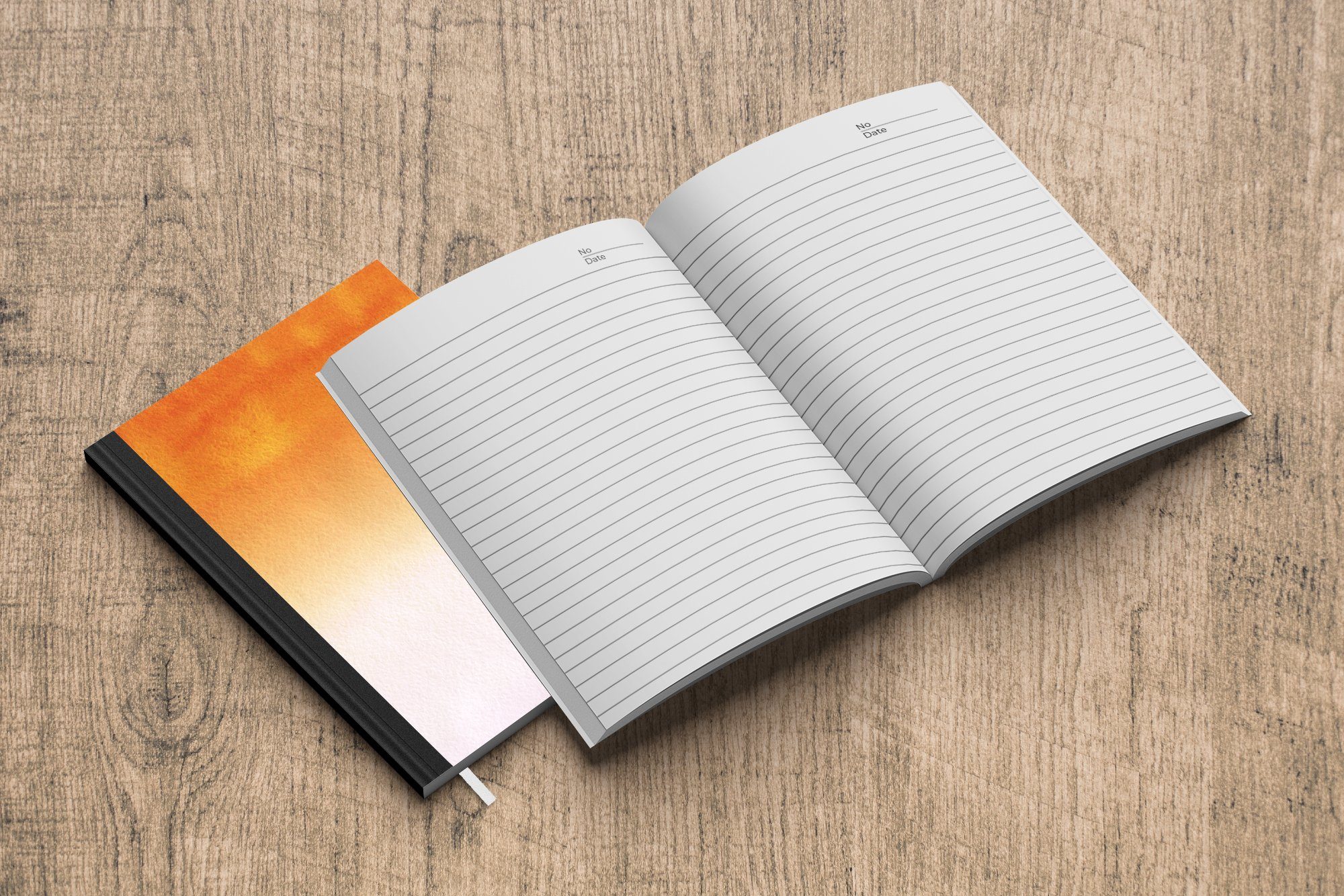 MuchoWow Notizbuch Aquarell - Orange A5, Journal, - Notizheft, Haushaltsbuch Merkzettel, 98 Seiten, Weiß, Tagebuch