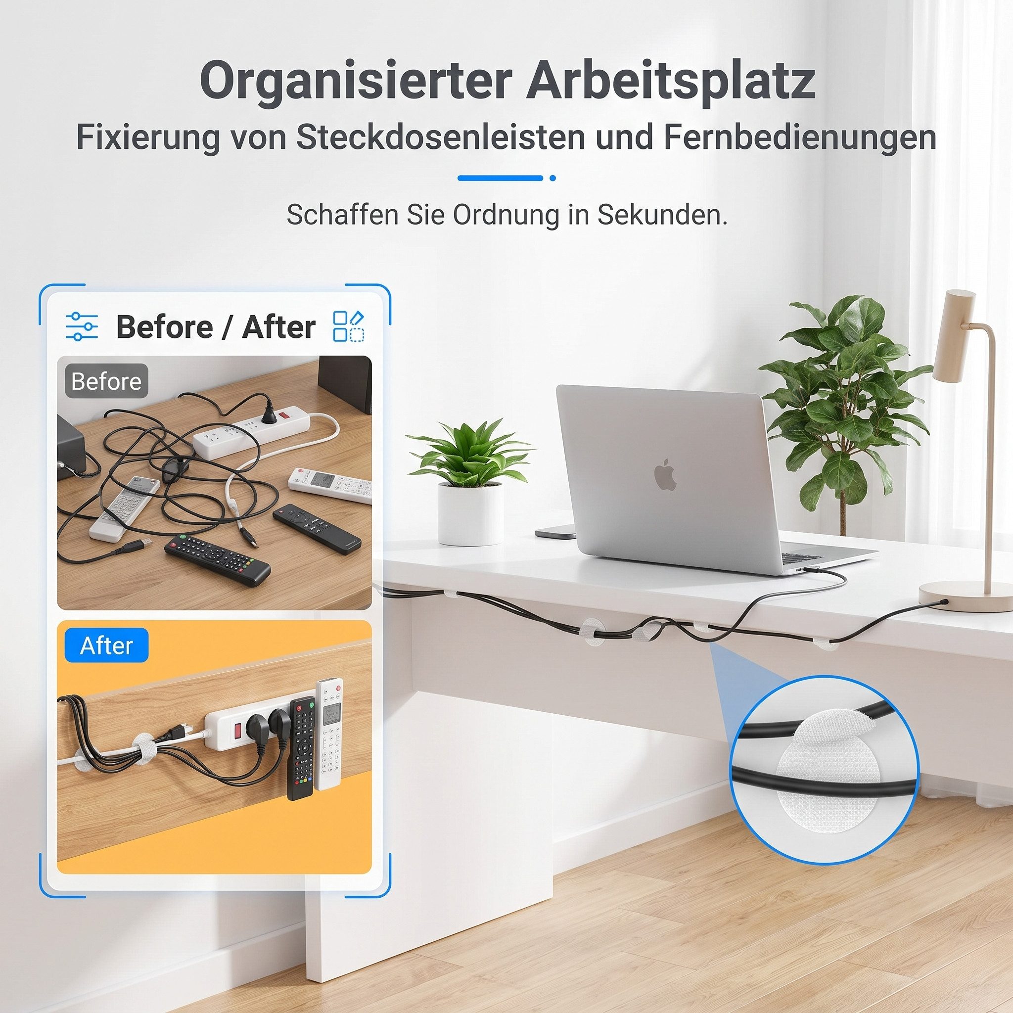 SURFOU Klettband Klettverschluss Punkte 600 Stück selbstklebend Weiß – Bild 4 von 5