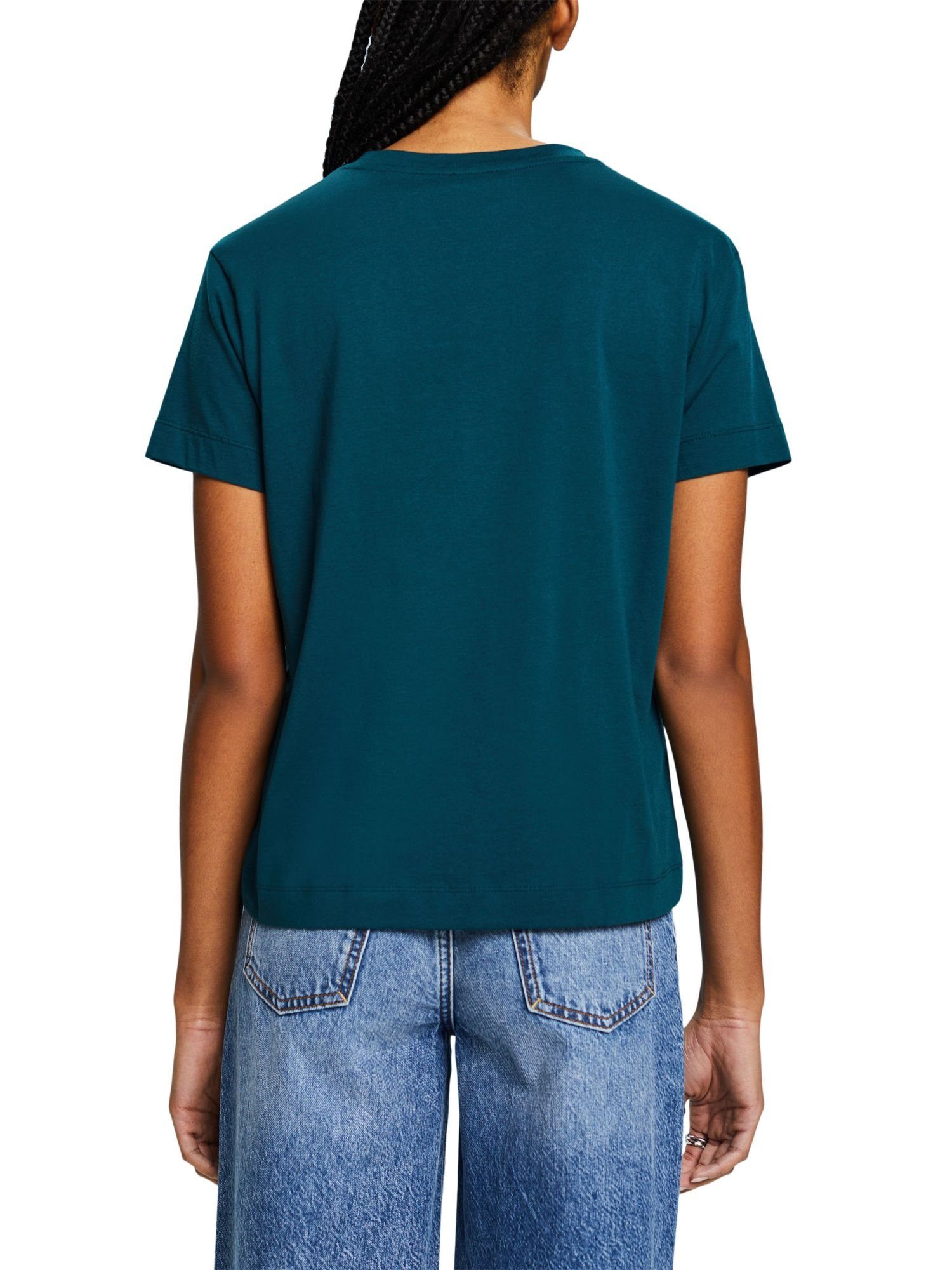 TEAL Print (1-tlg) T-Shirt Esprit DARK GREEN Baumwoll-T-Shirt mit