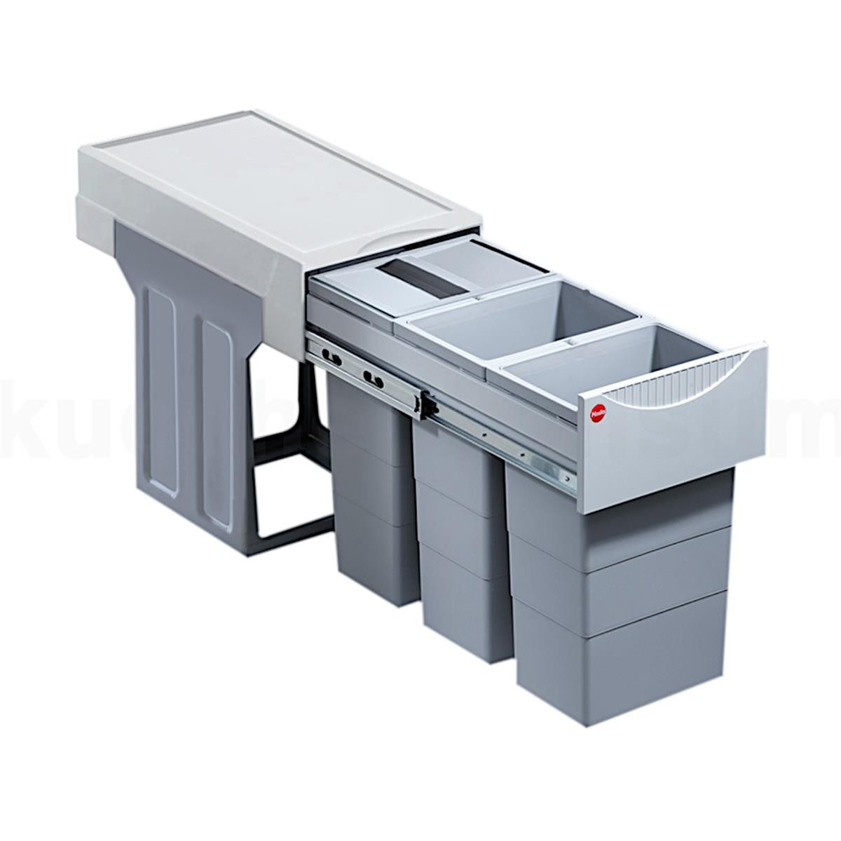 Hailo Einbaumülleimer Hailo Abfallsammler 3666841 TZ Swing Terzett 3x 10 Liter Hellgrau, für Schränke ab 300 mm Breit mit Drehtür
