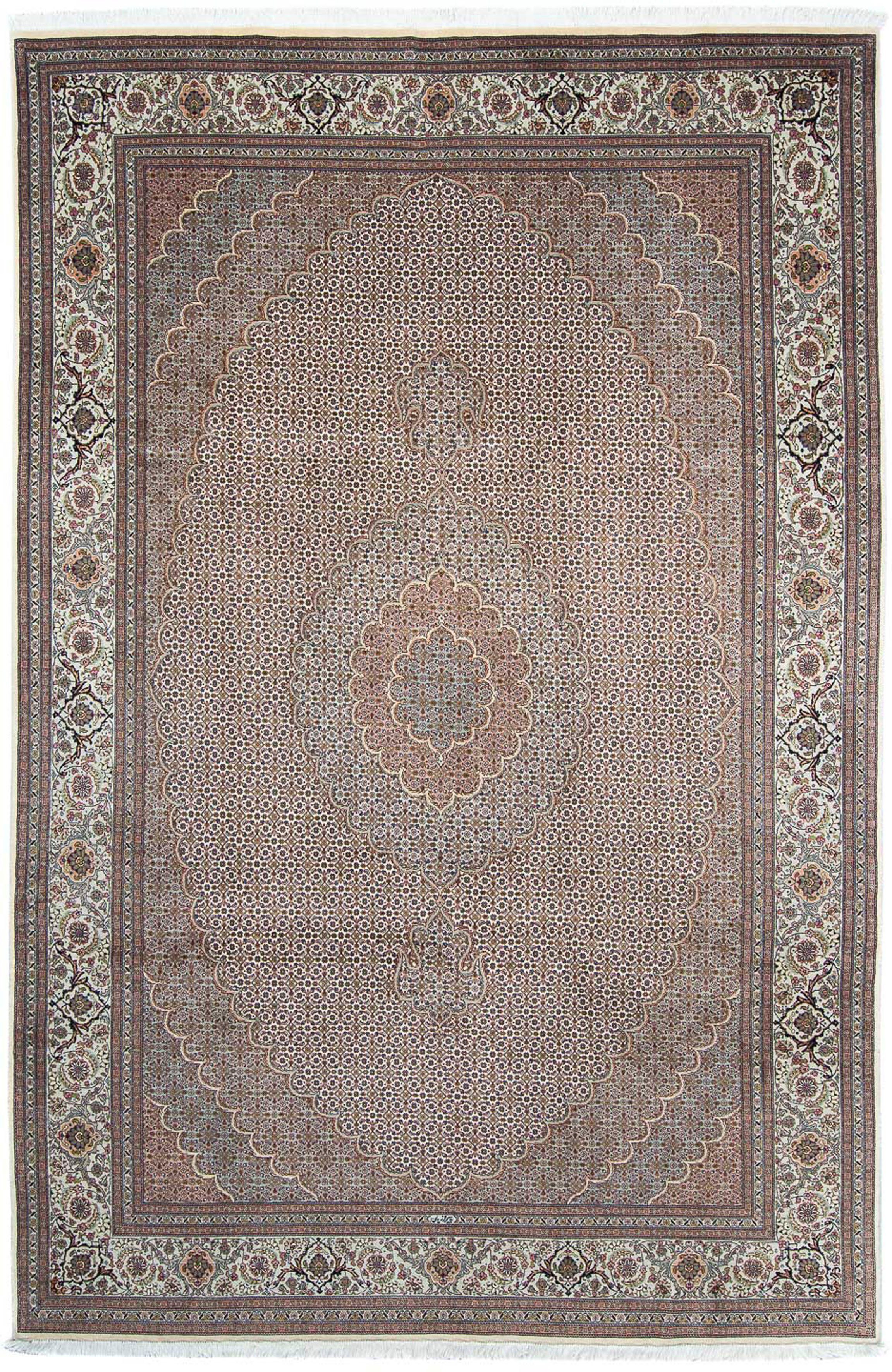 Orientteppich Perser - Einzelstück x morgenland, 202 Täbriz cm Handgeknüpft, - mit rechteckig, Höhe: beige, - 10 mm, 305 Zertifikat Wohnzimmer