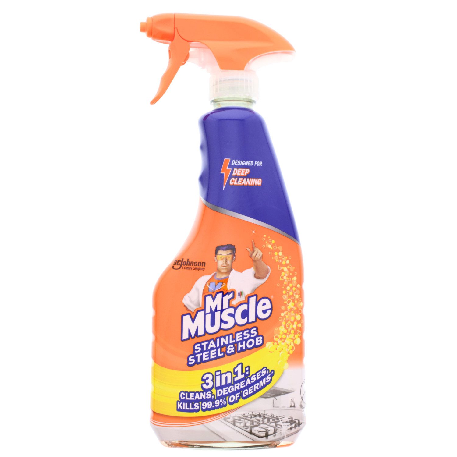 Mr Muscle 3 x Mr Muscle 3-in-1 Stainless Steel & Hob Küchenreiniger je 530ml Küchenreiniger