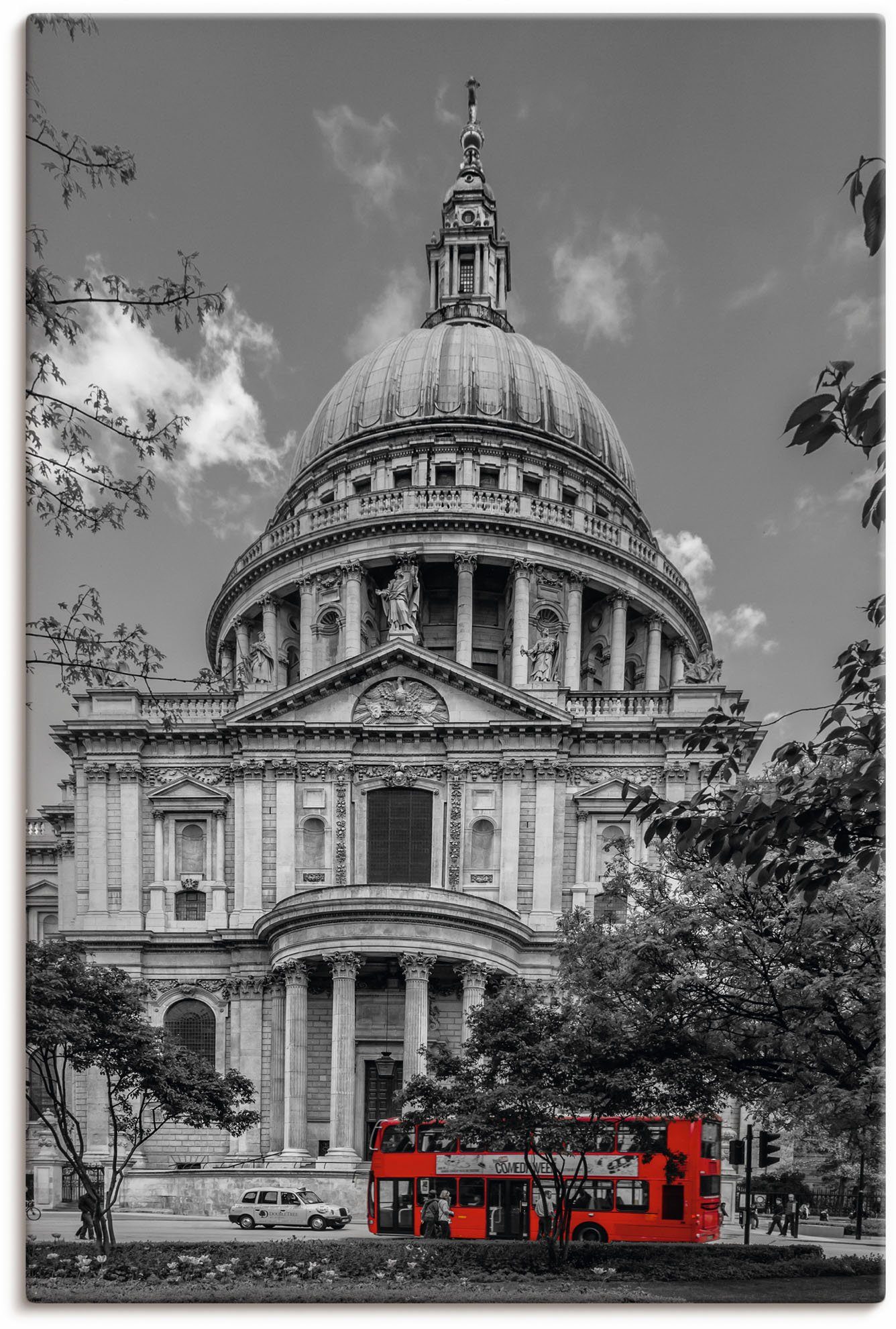 Artland Wandbild London St. Paul?s Cathedral & Roter Bus, London (1 St), als Alubild, Leinwandbild, Wandaufkleber oder Poster in versch. Größen