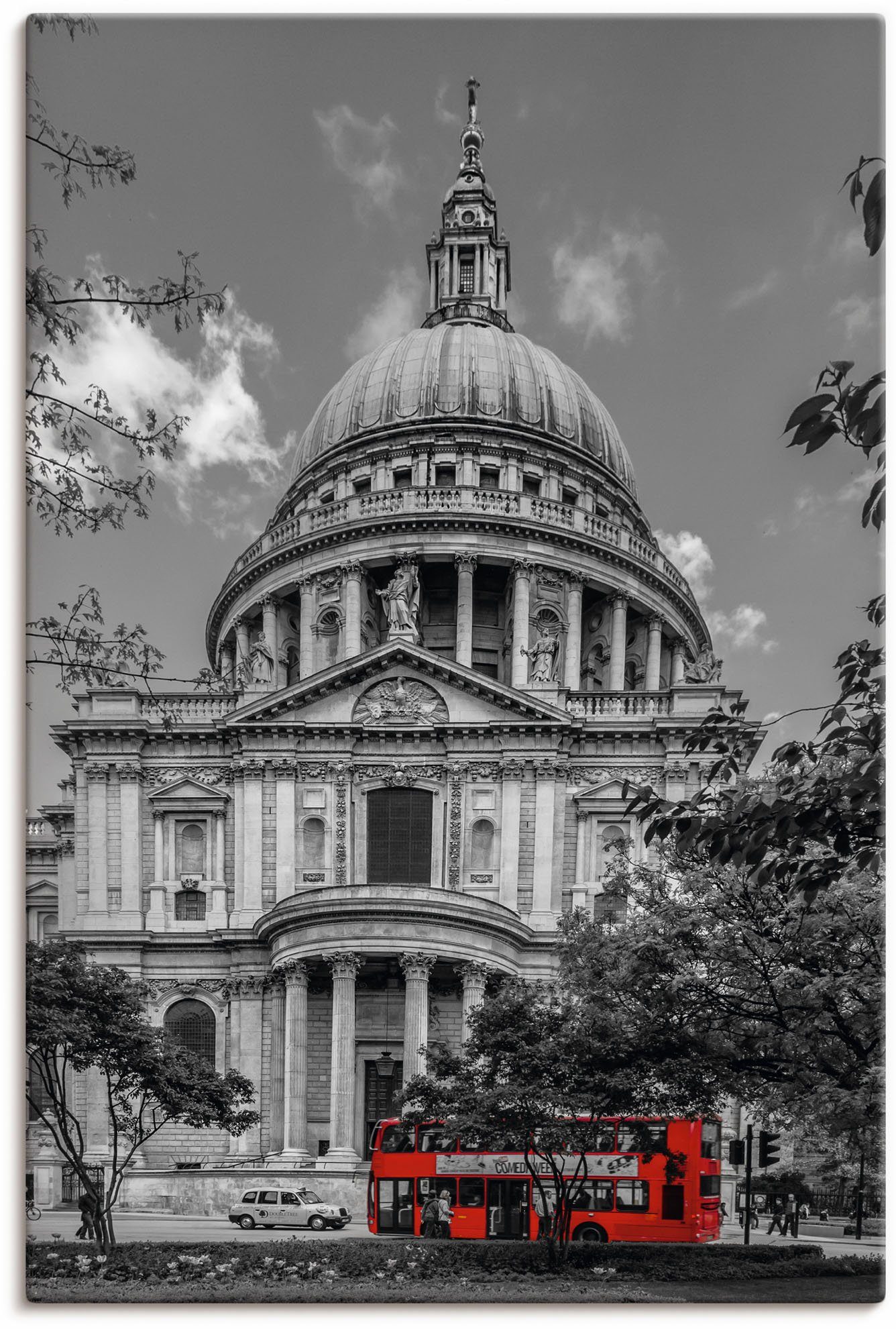 Artland Wandbild London St. Paul?s Cathedral & Roter Bus, London (1 St),  als Alubild, Leinwandbild, Wandaufkleber oder Poster in versch. Größen | Poster