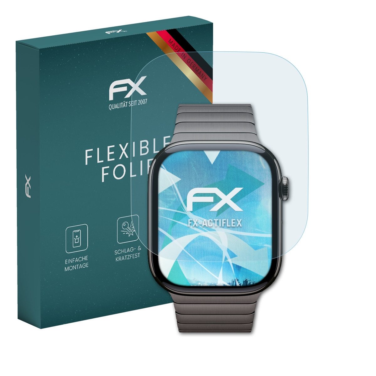 atFoliX Schutzfolie Displayschutzfolie für Apple Watch 46 mm Series 10, (3 Folien), Ultraklar und flexibel