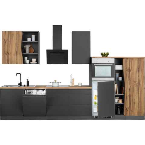 Kochstation Küche KS-Bruneck, 380cm breit, ohne E-Geräte, hochwertige MDF-Fronten
