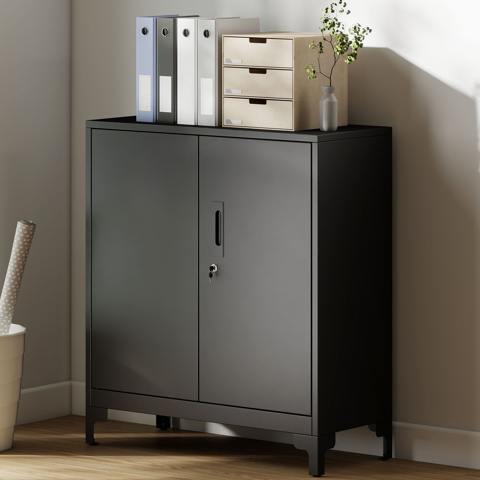 HOMCOM Aktenschrank Abschließbar Mehrzweckschrank mit 2 günstig online kaufen