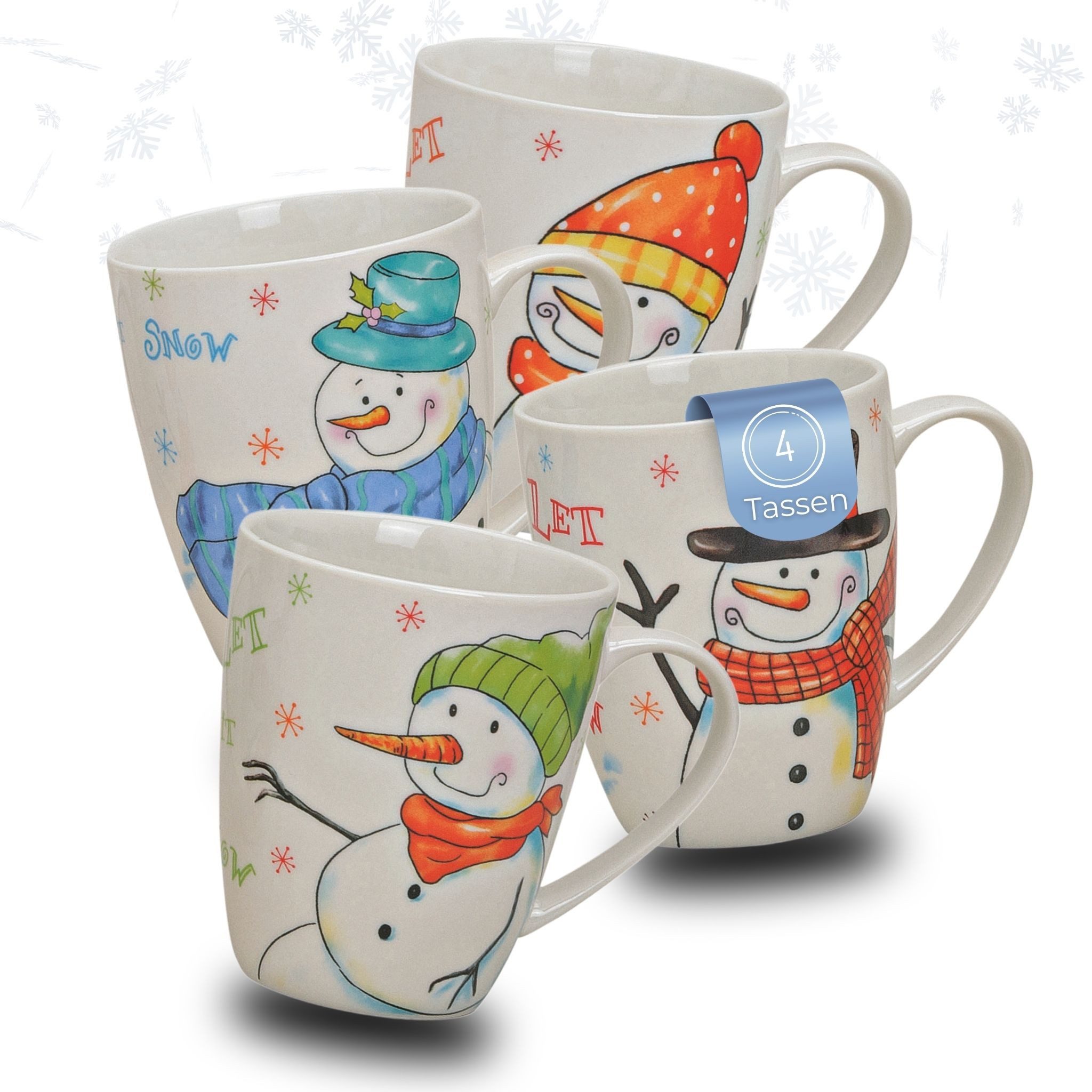 matches21 HOME & HOBBY Tasse, Schneemann-Dekor Let It Snow/weiß, Gr. 300 ml