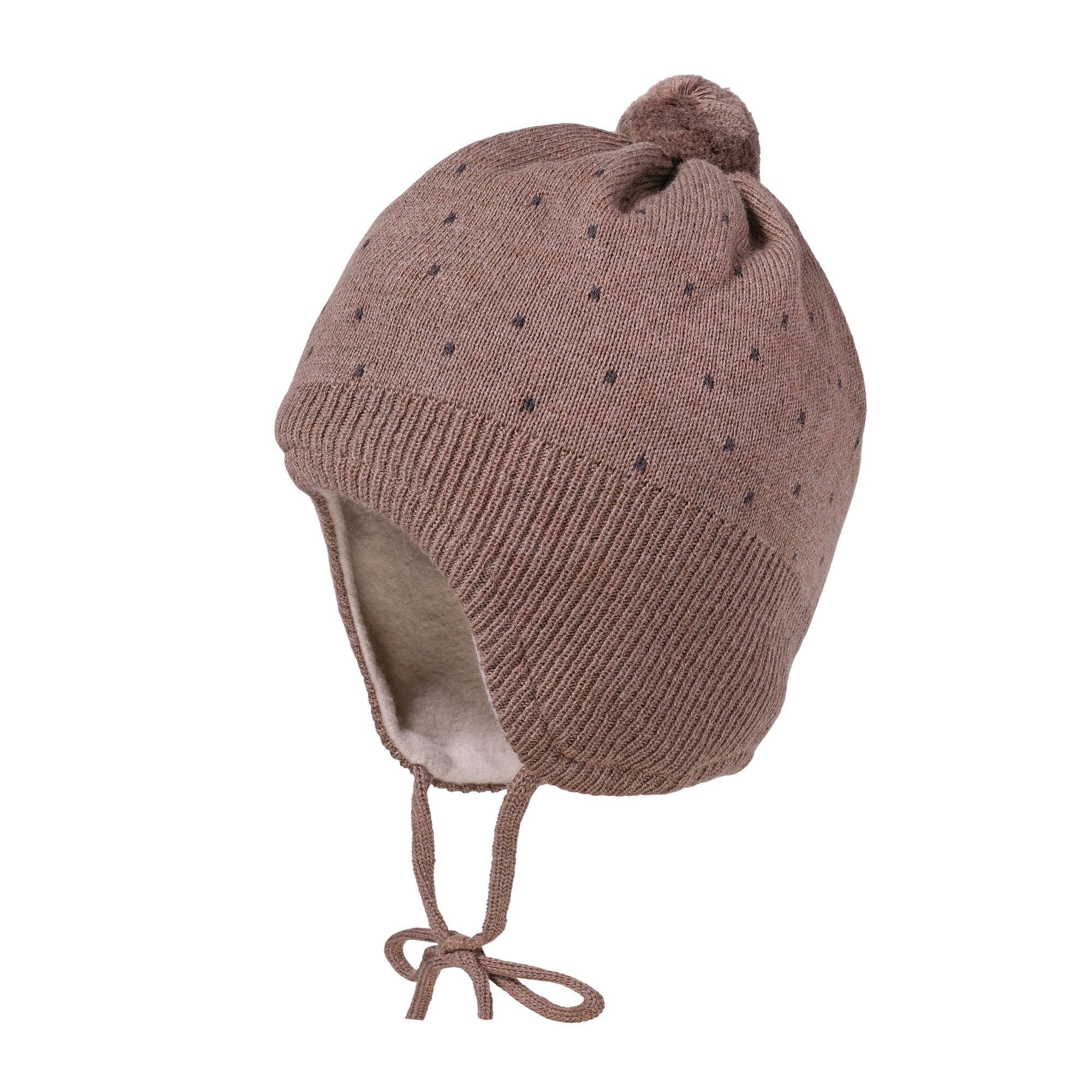 Strickmütze BABY-Mütze, Tupfen Jerseyfutter, Band