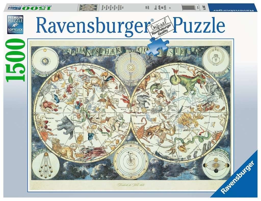 Ravensburger Puzzle Weltkarte mit fantastischen Tierwesen 1500 Teile, 1500 Puzzleteile, Made in Europe