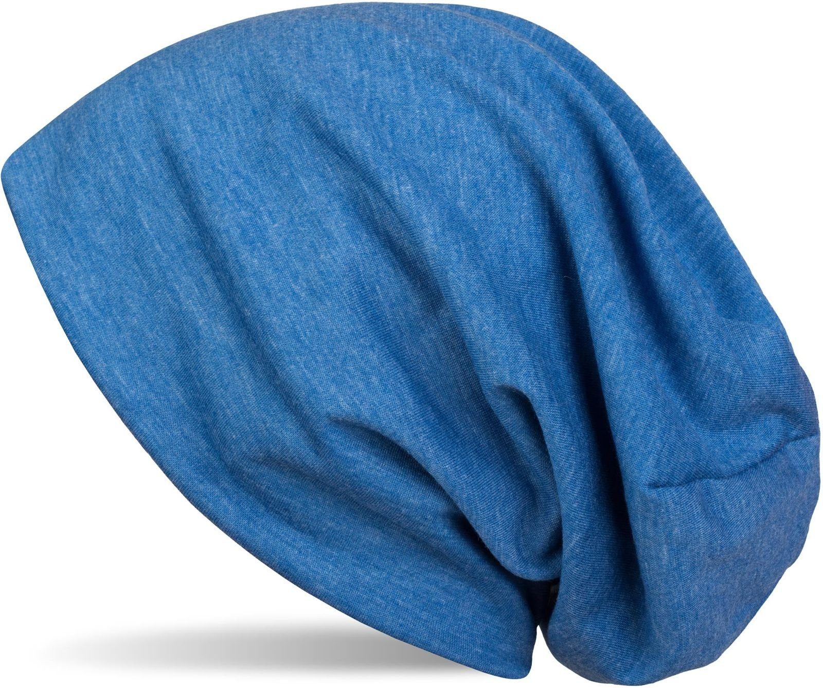 Beanie Slouch Beanie (1-St) Uni Blau meliert styleBREAKER Mütze
