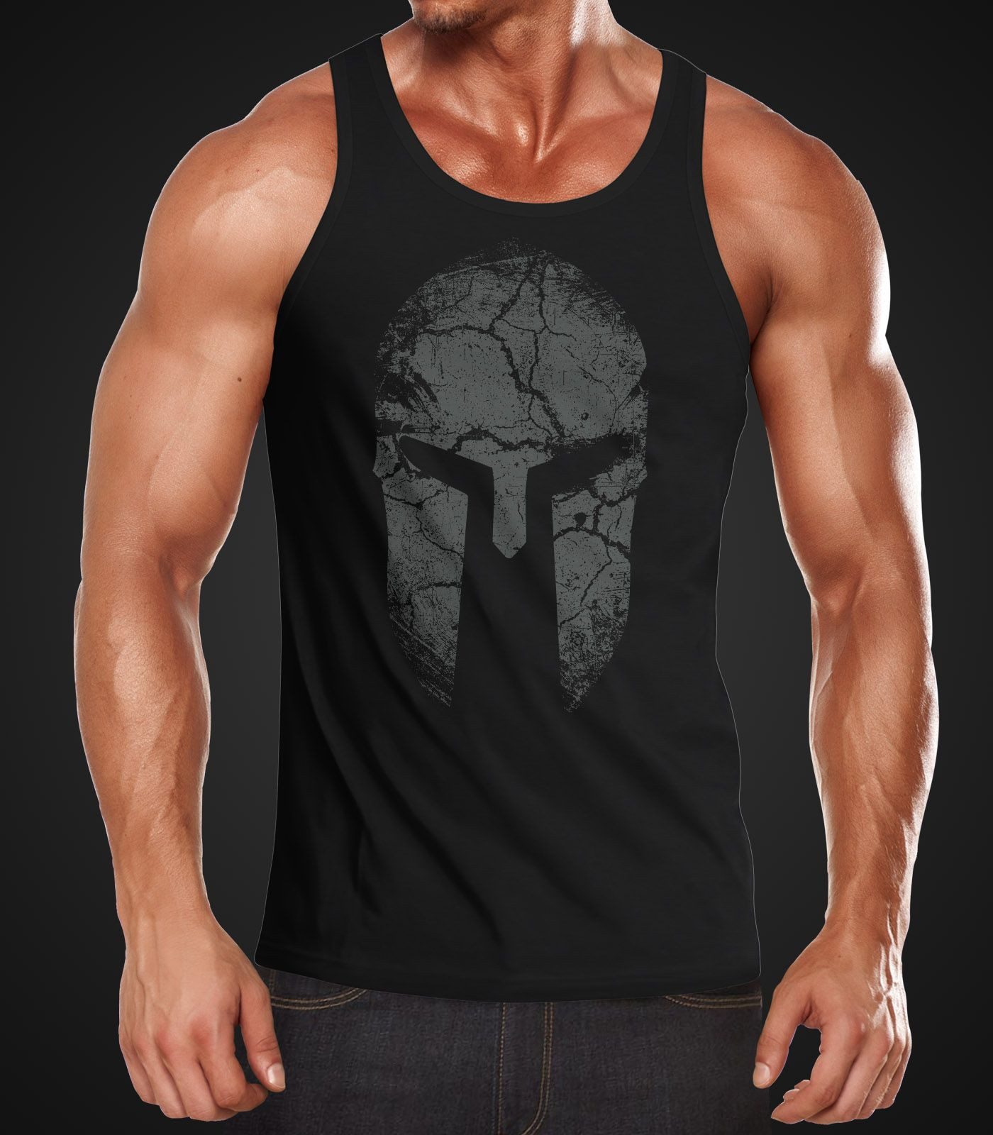 Neverless Tanktop Herren Tank-Top Aufdruck Sparta Helm Spartan Warrior Fash günstig online kaufen