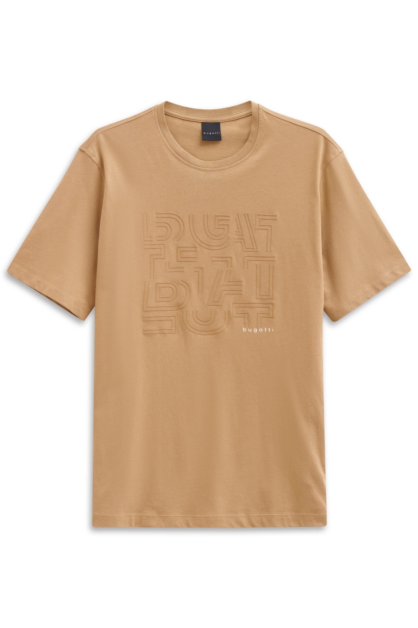bugatti T-Shirt Modern Fit mit Logo-Print und Rundhals aus Baumwolle