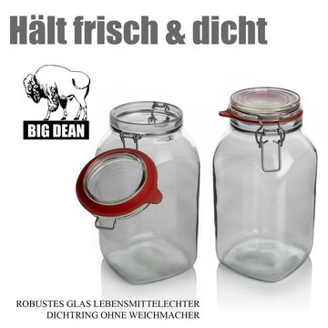 BigDean Vorratsdose 3 Stück Vorratsgläser mit Bügelverschluss luftdicht 2,5 L, Glas, (3-tlg)