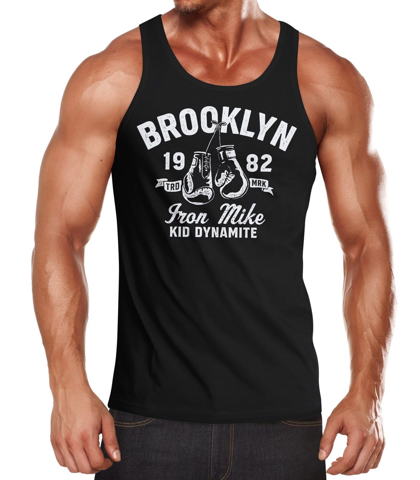 Neverless Tanktop Herren Tank-Top Boxen Iron Mike Brooklyn Retro Design Muskelshirt Muscle Shirt Neverless® mit Print