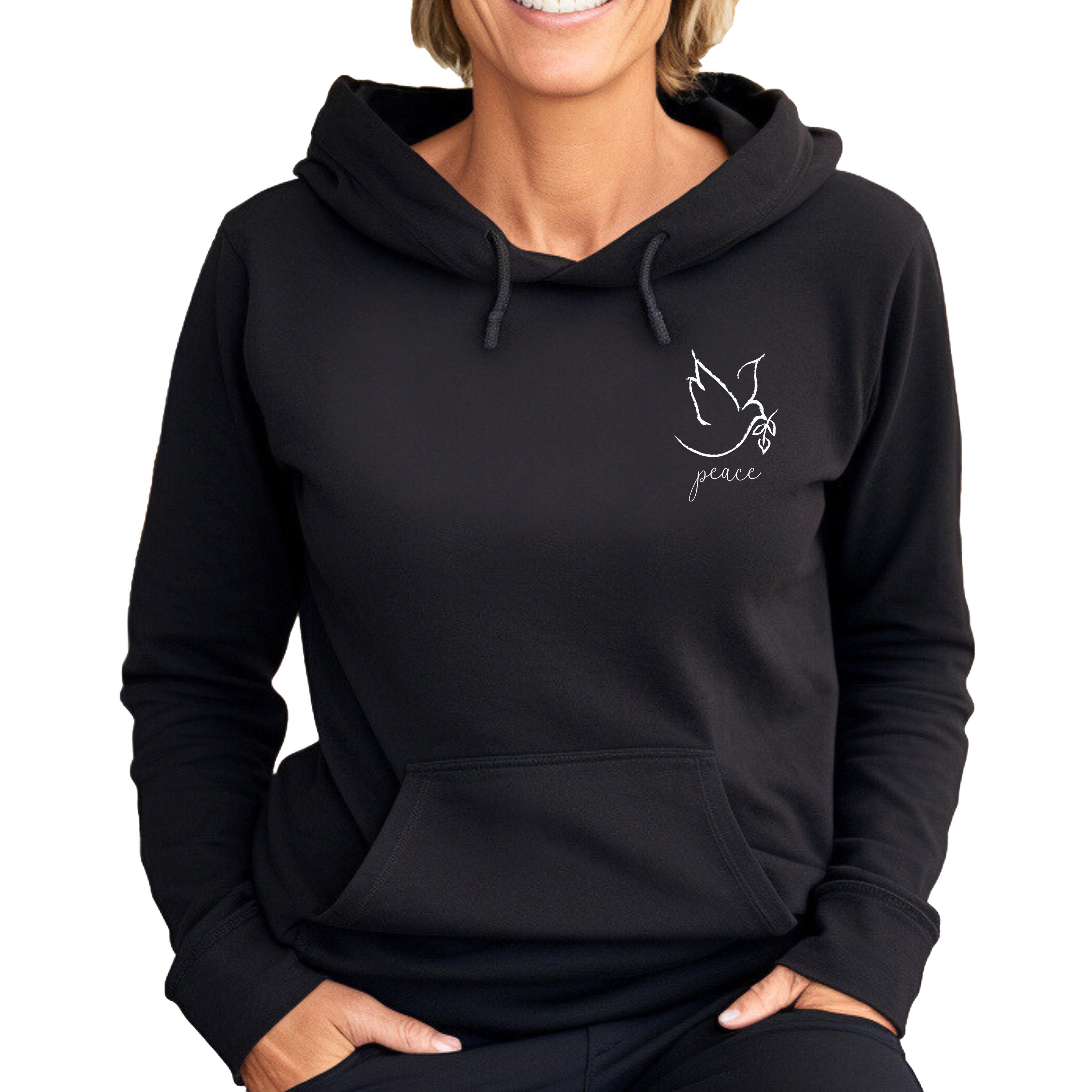 Banco Kapuzenpullover Damen Friedenstaube Unifarbe Größen XS - 6XL – Bild 4 von 4