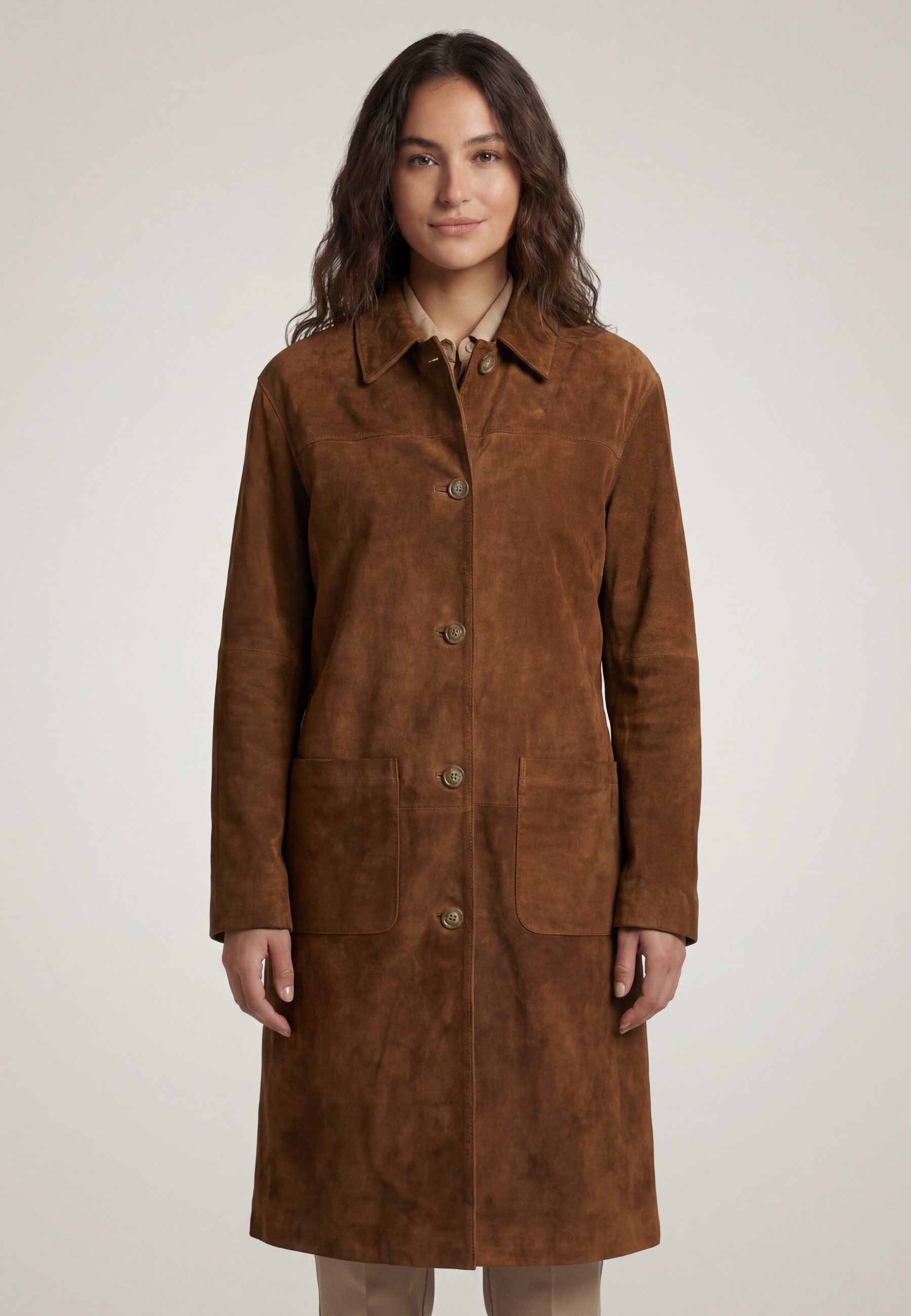 RICANO Ledermantel Donatella Hochwertiges Ziegen Velours Leder