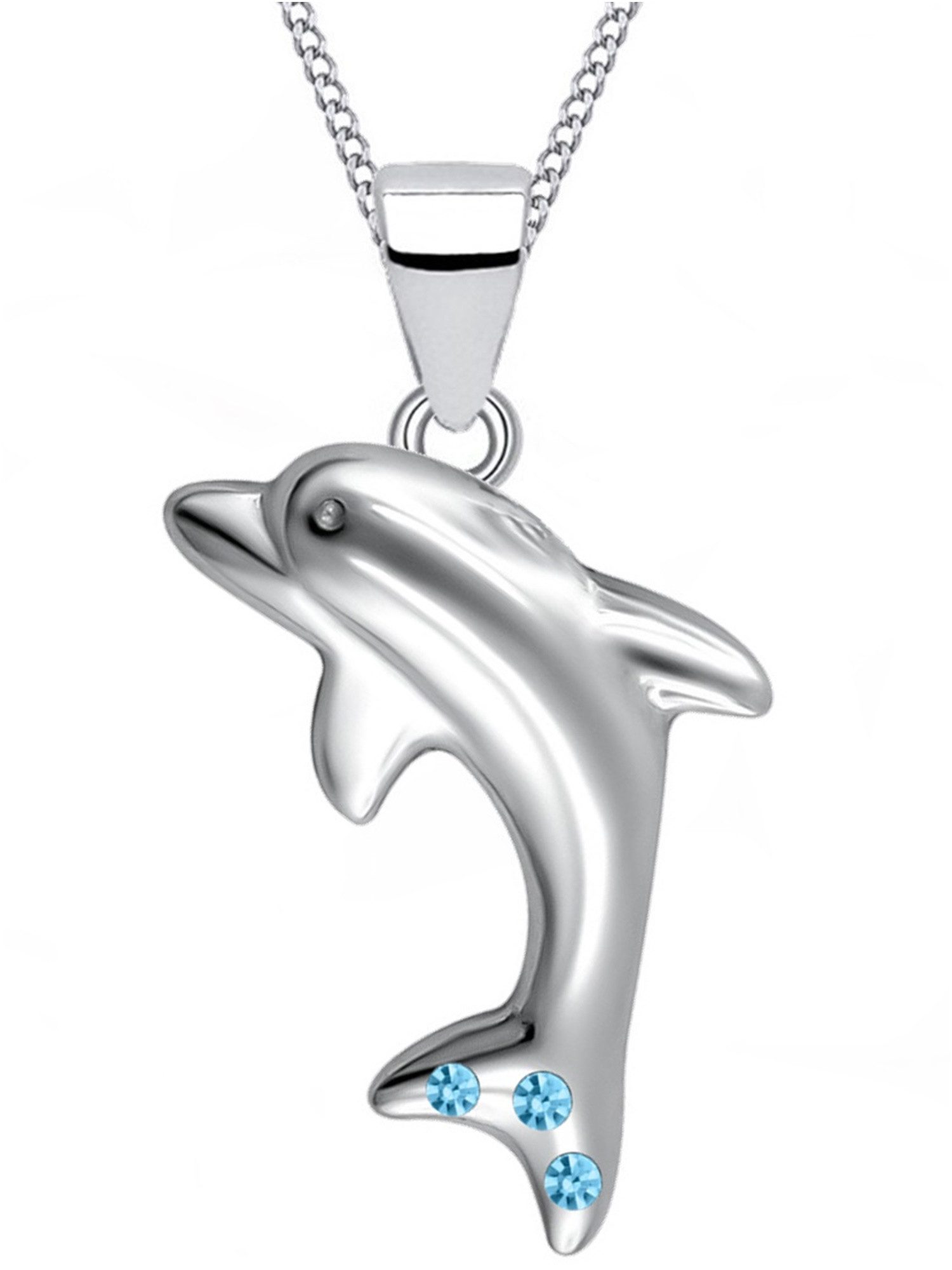 Goldene Hufeisen Kette und Anhänger Set Damen Mädchen Kinder Delfin Anhänger mit Kette aus 925 Sterling Silber (2-tlg, inkl. Etui), Rhodiniert