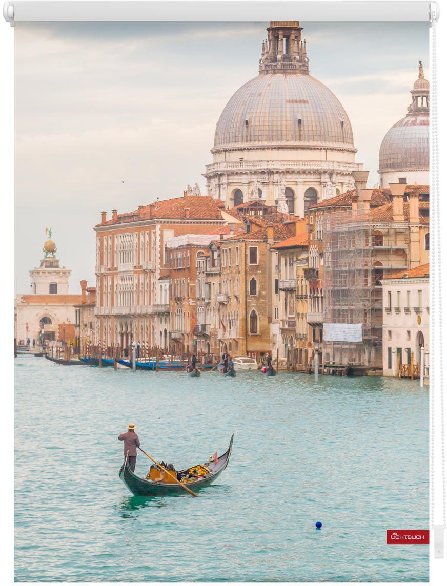 freihängend, verdunkelnd, Grande Verdunkelung, LICHTBLICK Canal Blau, Klemmfix, - Rollo Bohren, ORIGINAL, Venedig ohne Seitenzugrollo Klemmfix