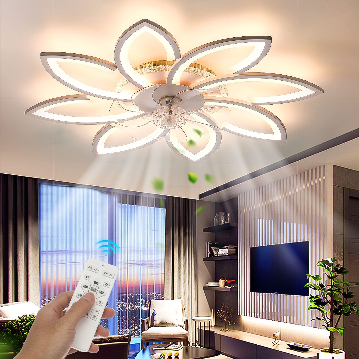 LETGOSPT Deckenleuchte Deckenleuchte mit Ventilator 72W günstig online kaufen
