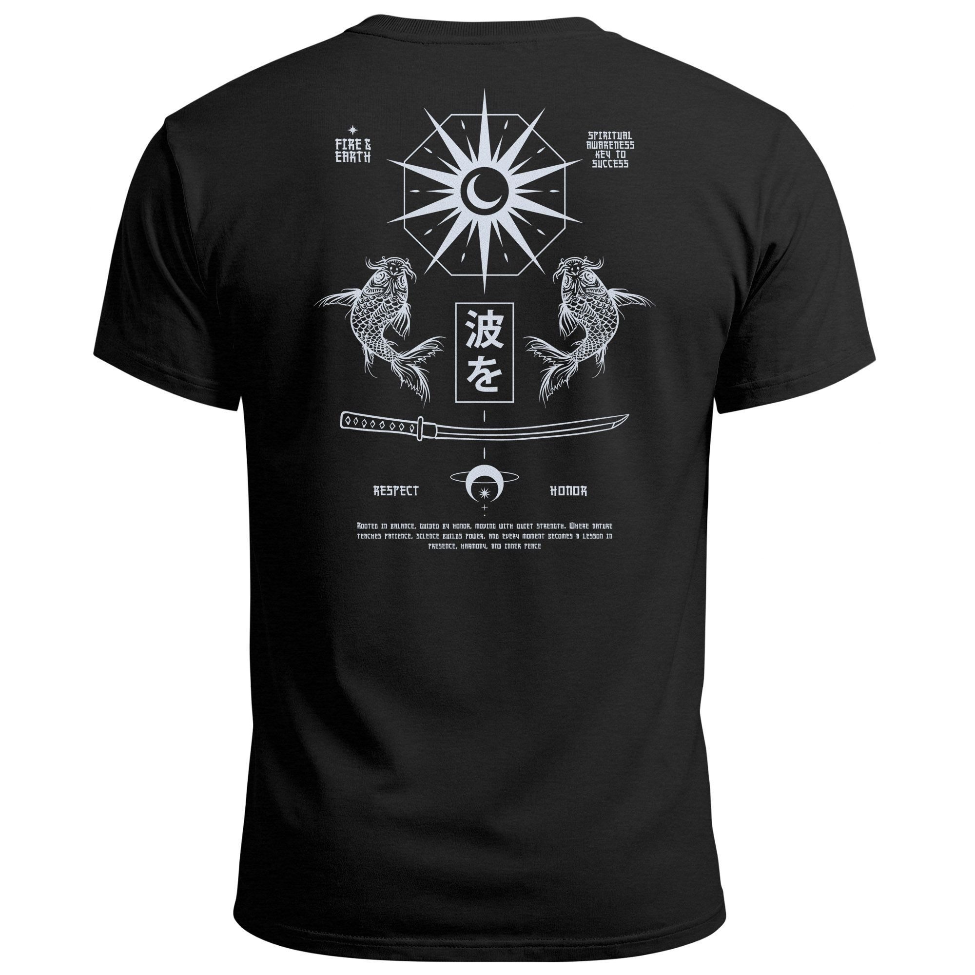 Neverless Print-Shirt Herren T-Shirt Backprint Japan Asien Koi Statement Printshirt Fashion mit Print