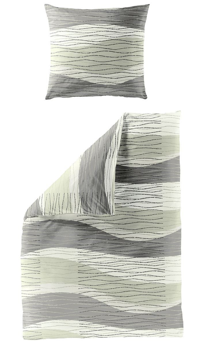 JACK Bettwäsche 135x200cm Wellen Linien Grau günstig online kaufen