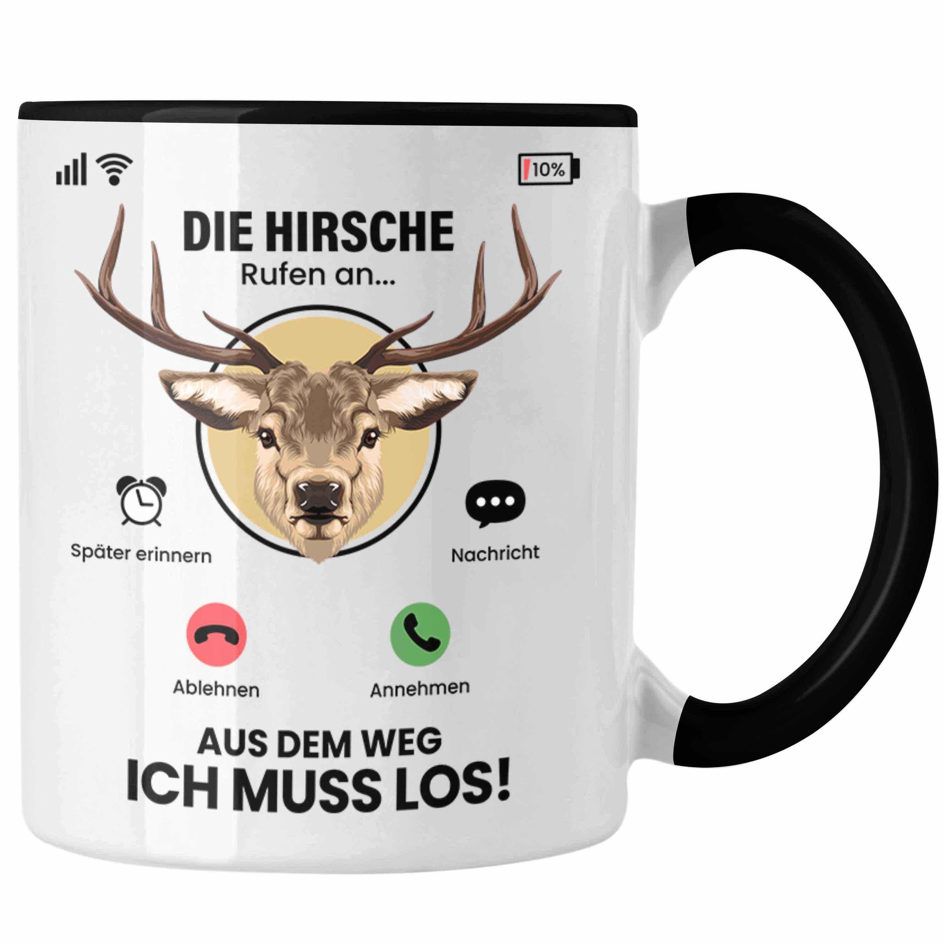 Trendation Tasse Die Hirsche Rufen An Tasse Geschenk für Hirsche Züchter Besitzer Gesch Schwarz