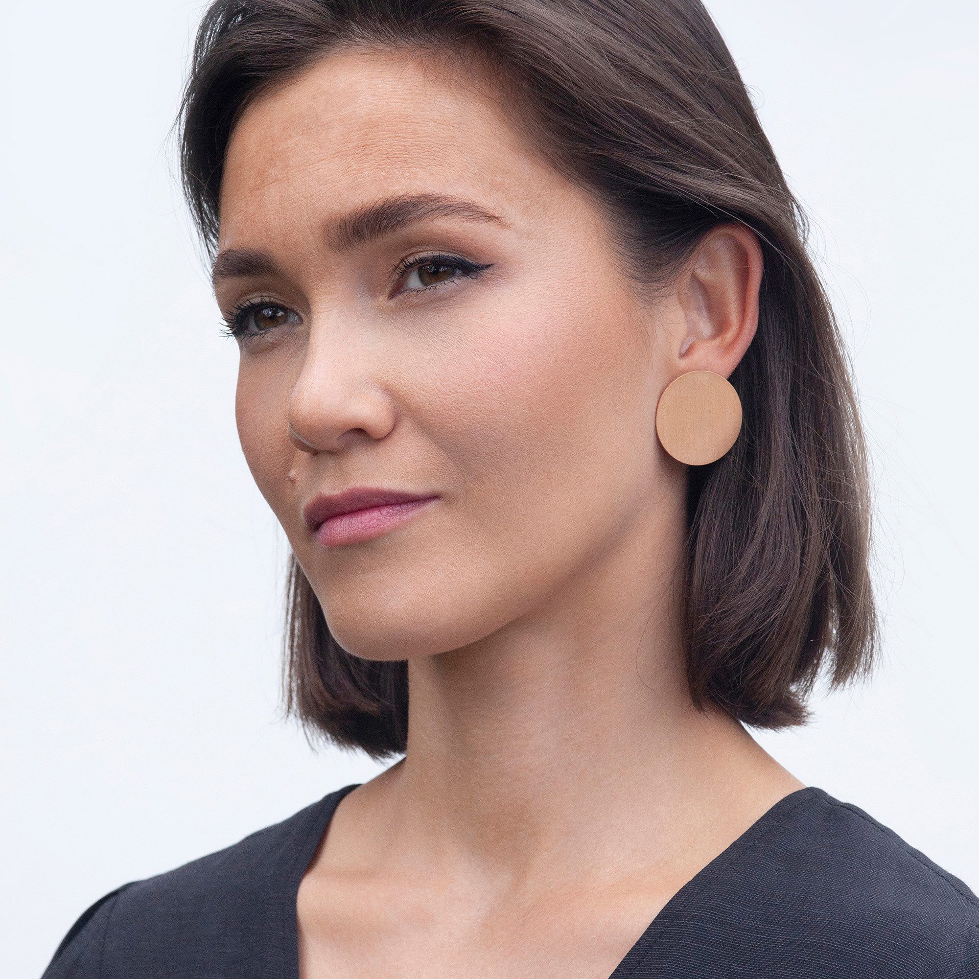 ALEXASCHA Paar Ohrstecker Große runde Ohrringe aus gebürstetem Edelstahl • günstig online kaufen