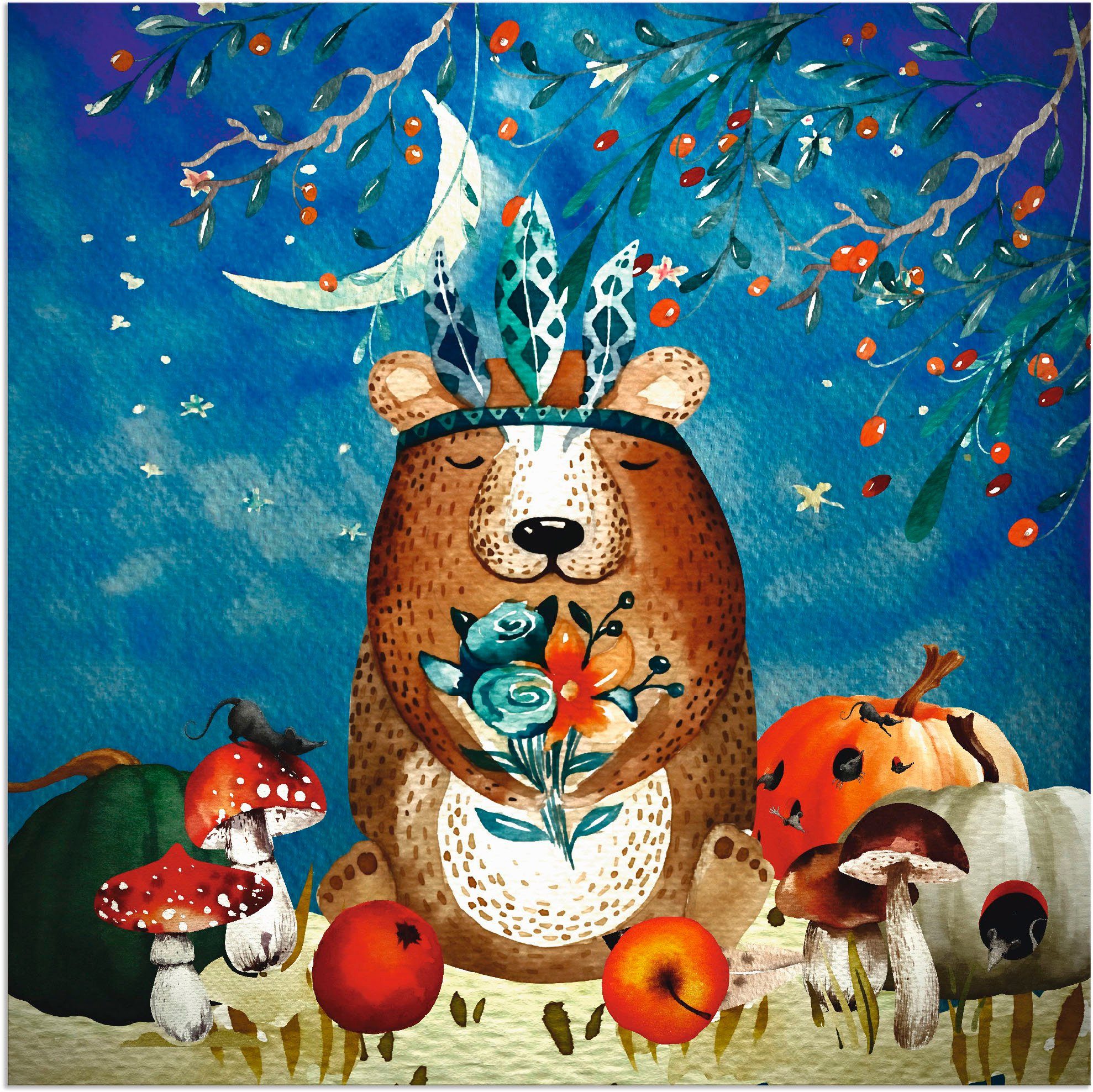 Artland Wandbild Der müde Bär, Tiere (1 St), als Alubild, Leinwandbild, Wandaufkleber oder Poster in versch. Größen