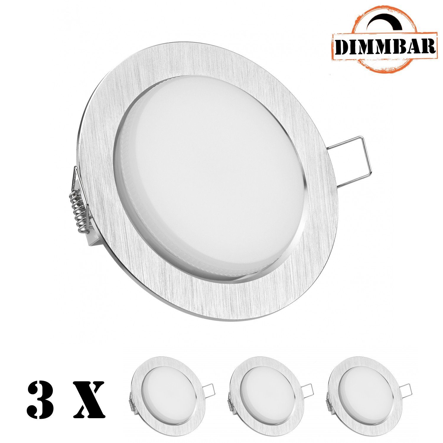 LEDANDO LED Einbaustrahler 3er GX53 LED Einbaustrahler Set- warmweiß (3000K) - in aluminium gebür