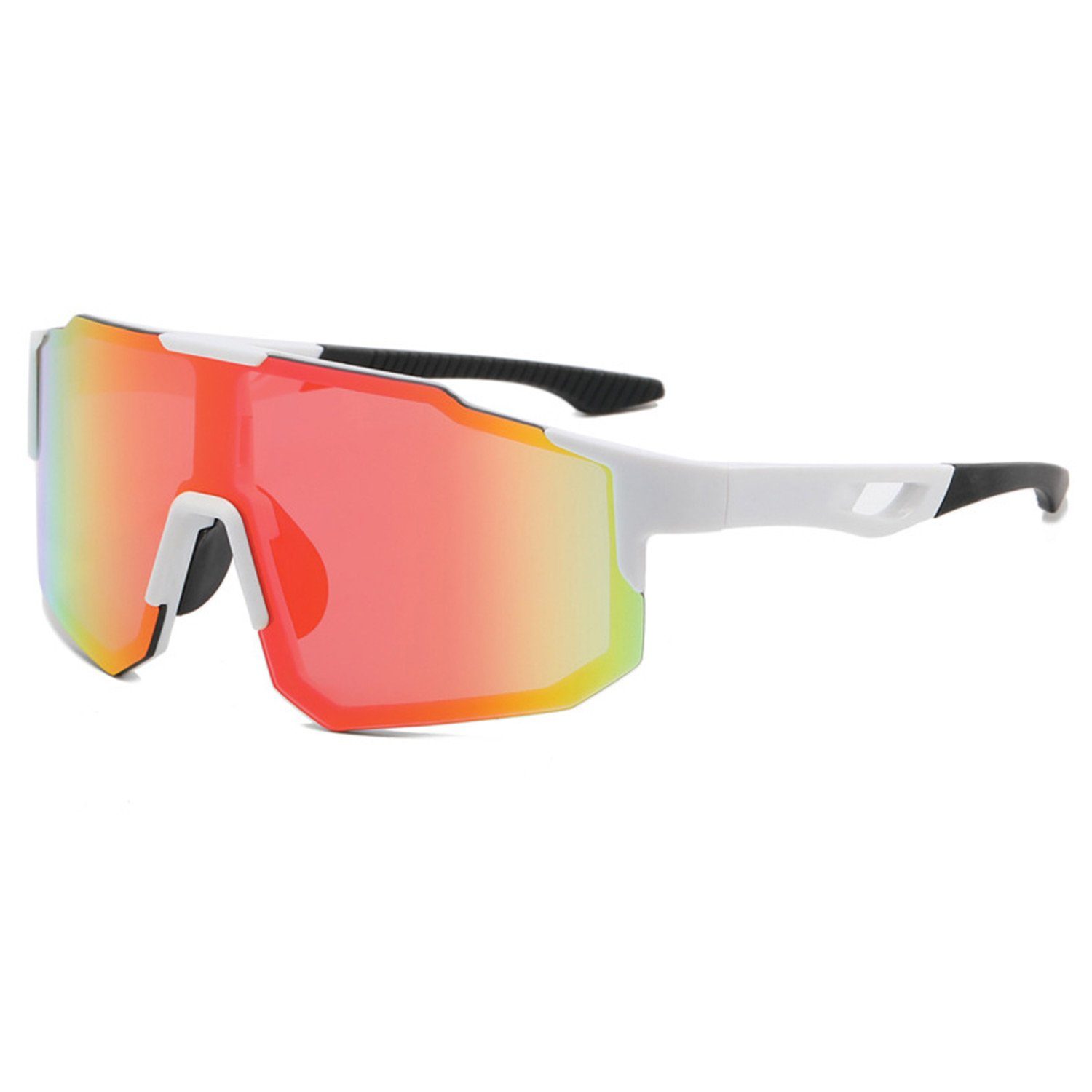 MAGICSHE Fahrradbrille Fahrradbrillen für Herren und Damen, Sport-Sonnenbrillen, Windschutzscheibe, UV-beständige und klare Sicht Brille Weißer roter Film