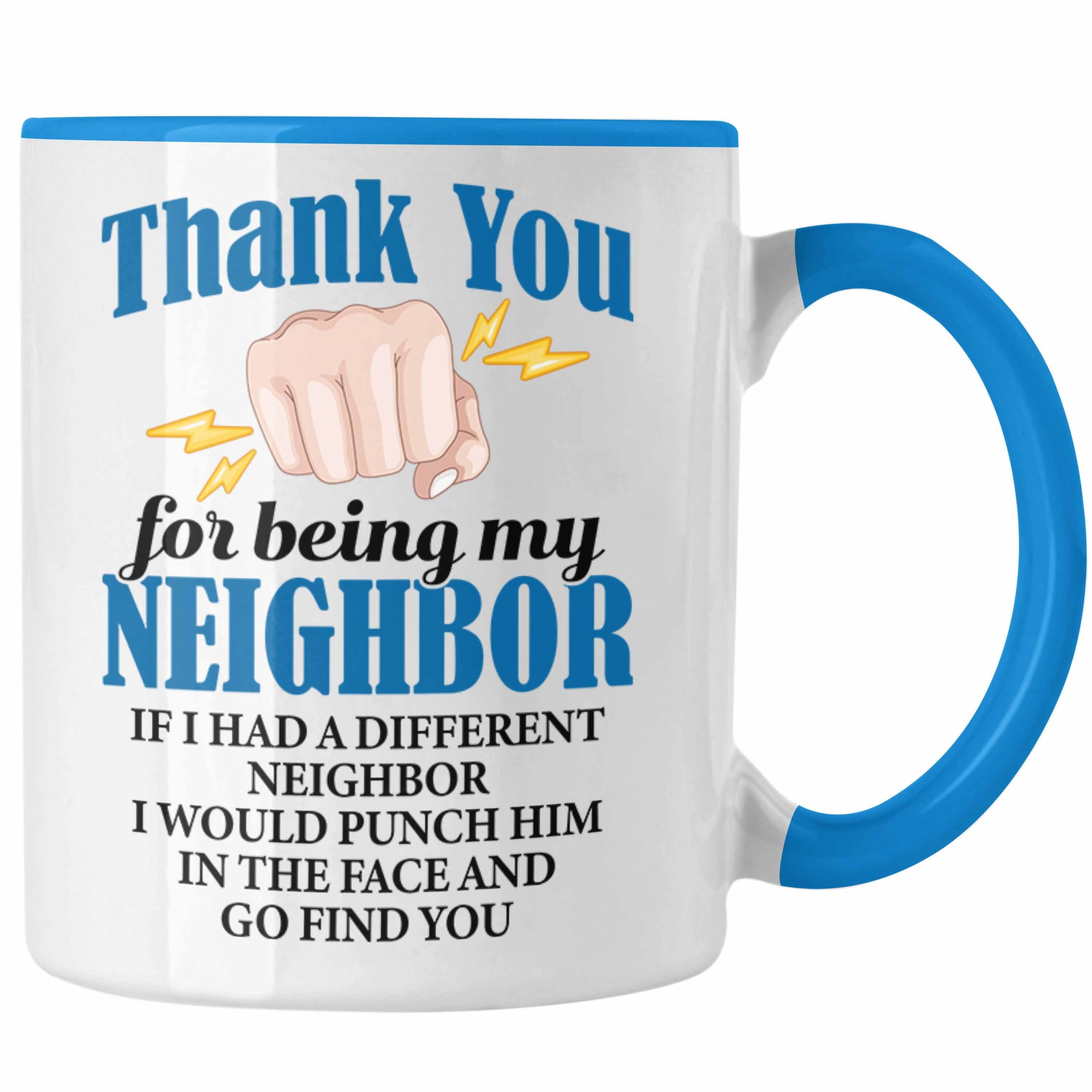 Trendation Tasse Trendation - Bester Nachbar Geschenk für Nachbarn Tasse Geschenkidee Beste Nachbarn der Welt Blau
