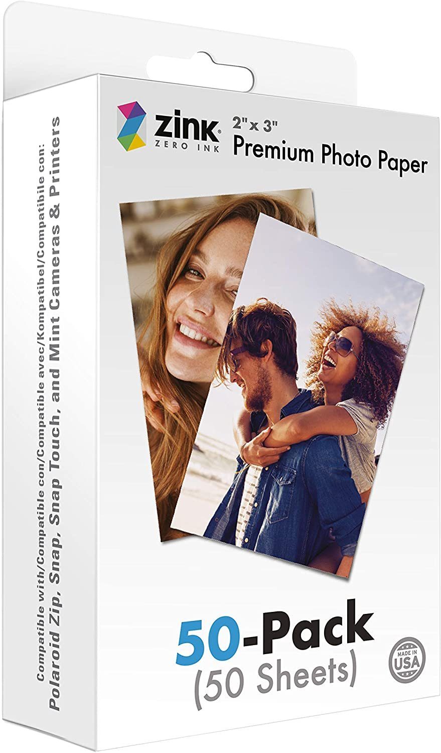 Zink Fotopapier 2x3" Premium Foto Papier (50 Pack), kompatibel mit Polaroid Snap, Snap Touch, Zip