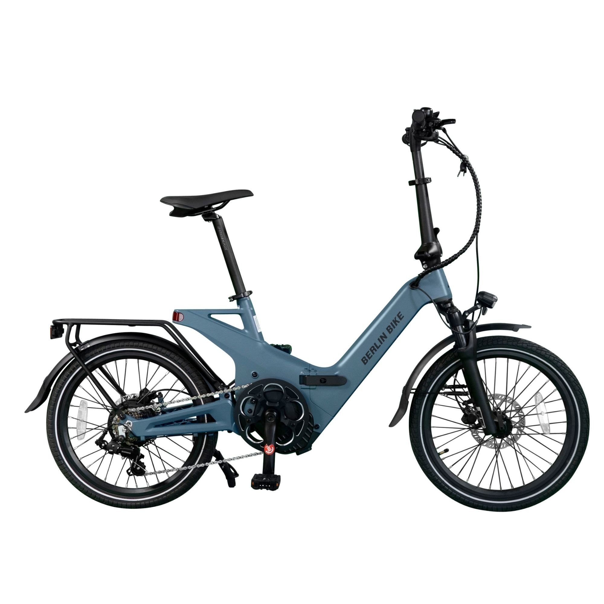 BERLIN BIKE E-Bike Klapprad 2GO - 20 Zoll E-Klapprad, Vollfederung, Reichweite ca. 50 km, 7 Gang Shimano, Bafang Hinterradnabenmotor, 378 Wh, (Ideal für Fahrer von 150 cm bis 185 cm Körpergröße), mit integriertes Display und Premium‑Service