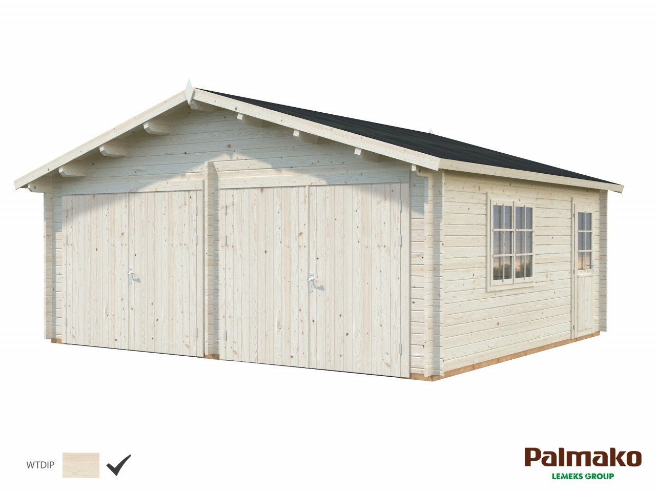 Palmako Garage Holzgarage Roger 28,4 mit Holztor naturbelassen,  Doppelgarage aus Holz | Garagen