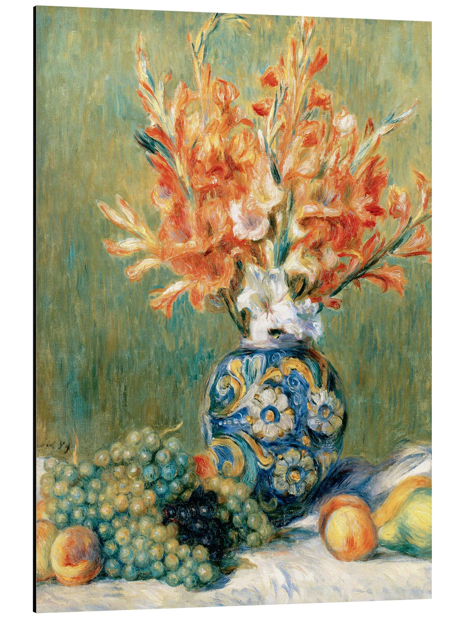 Posterlounge Alu-Dibond-Druck Pierre-Auguste Renoir, Stillleben mit Obst und Blumen, Malerei