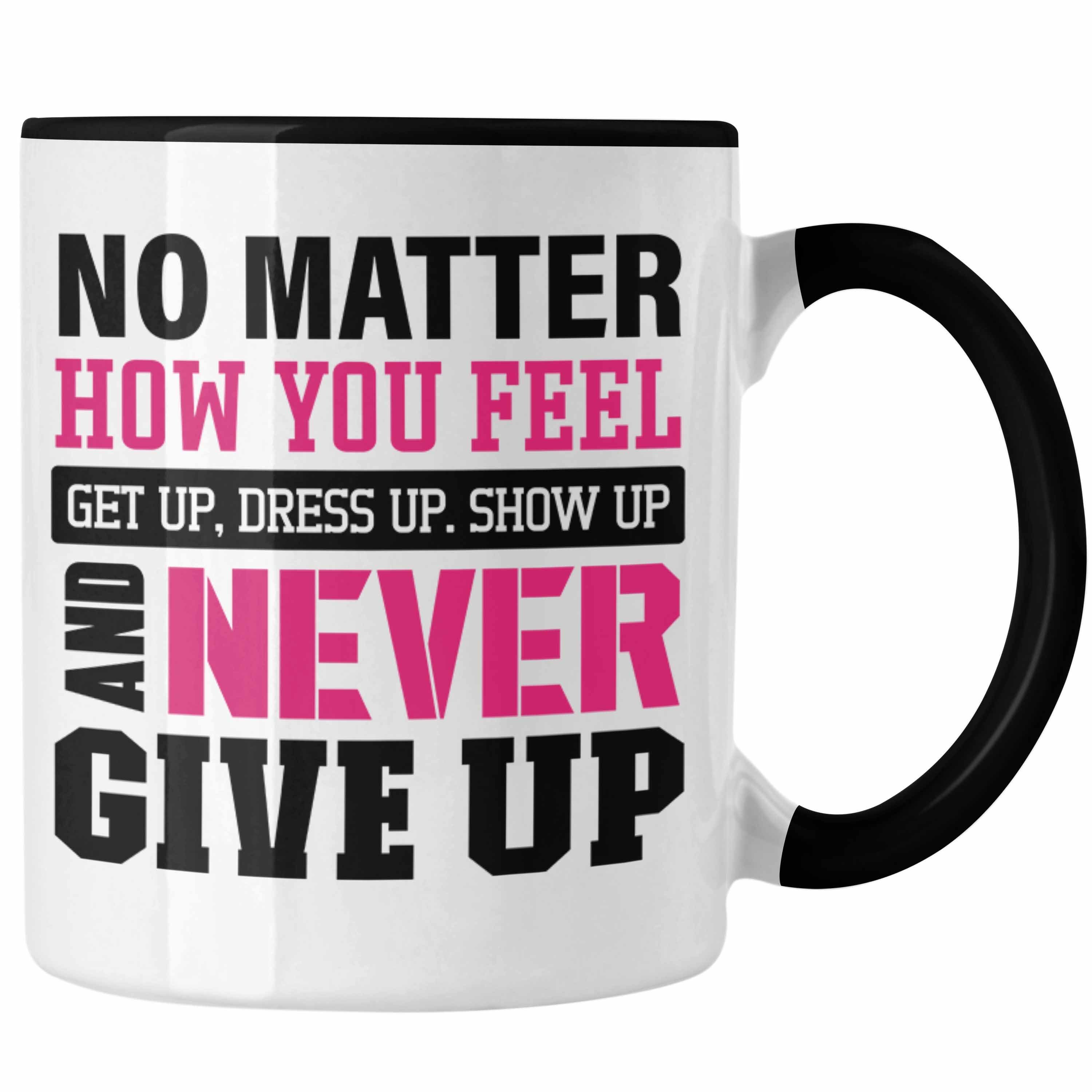 Trendation Tasse Trendation - Motivation Spruch Tasse Frauen Geschenk Selbstständige Entrepreneur Gechenkidee Boss Niemals Aufgeben Schwarz