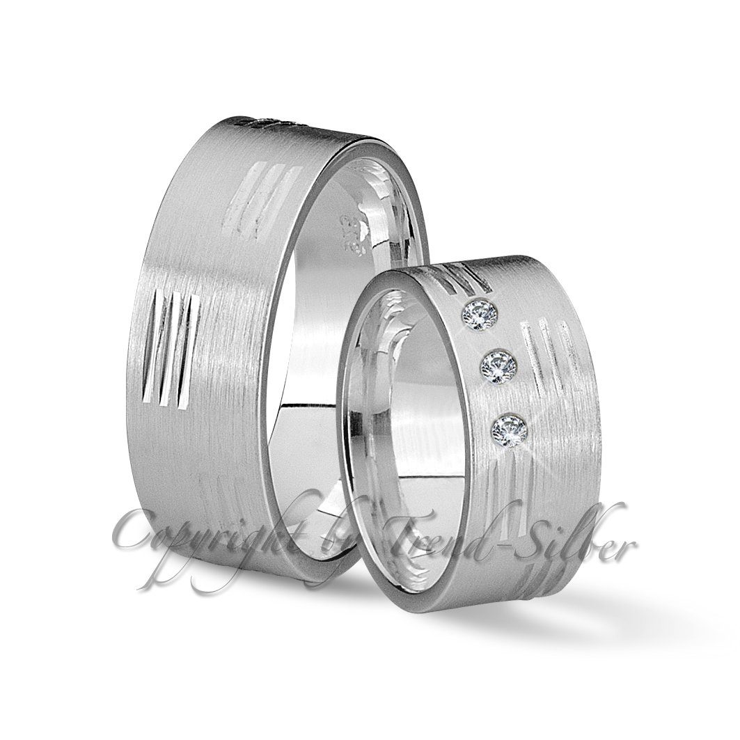Trauringe123 Trauring Hochzeitsringe Verlobungsringe Trauringe Eheringe Partnerringe aus 925er Silber mit Stein, J49