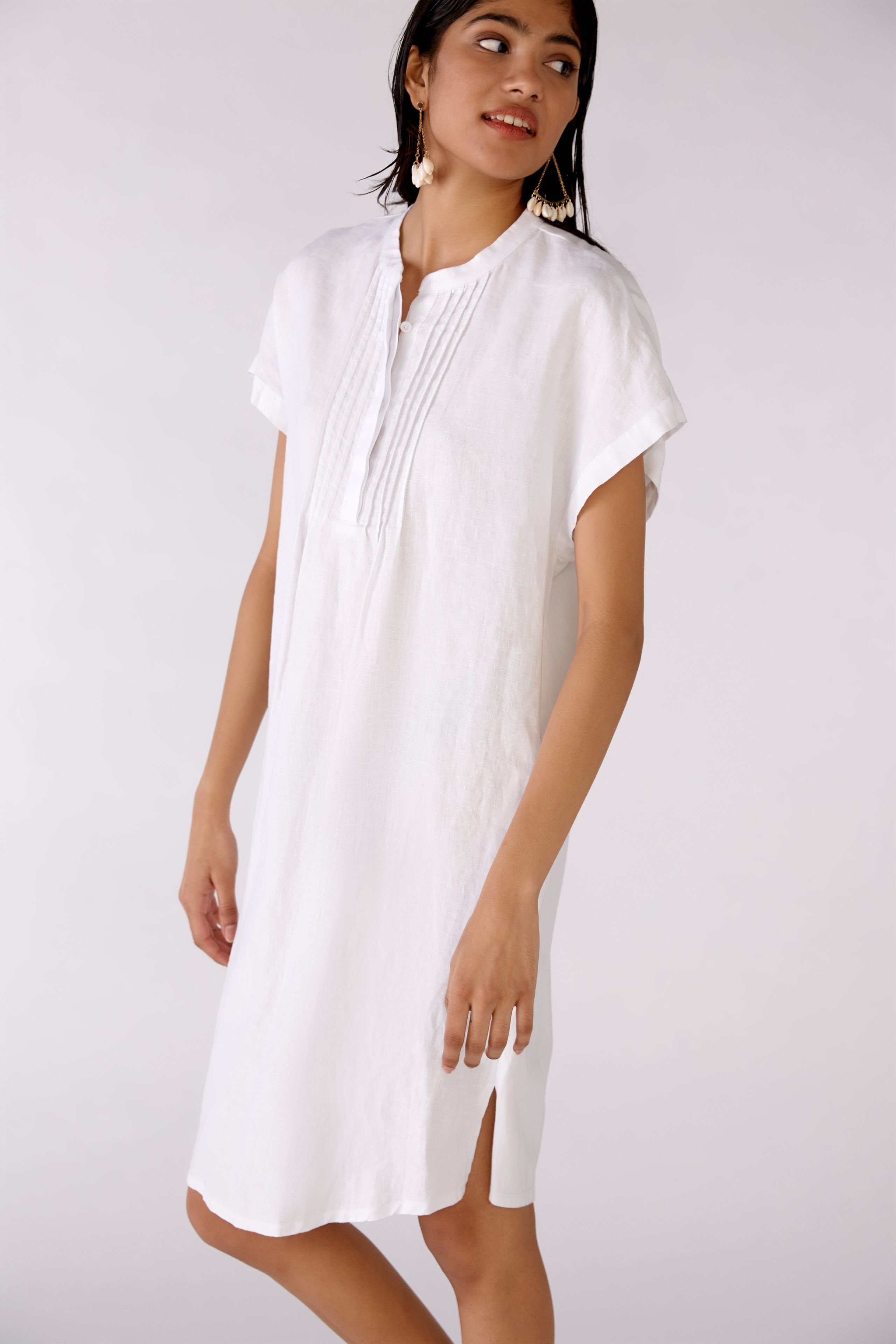 optic Jersey Patch Sommerkleid mit Oui Leinenkleid white