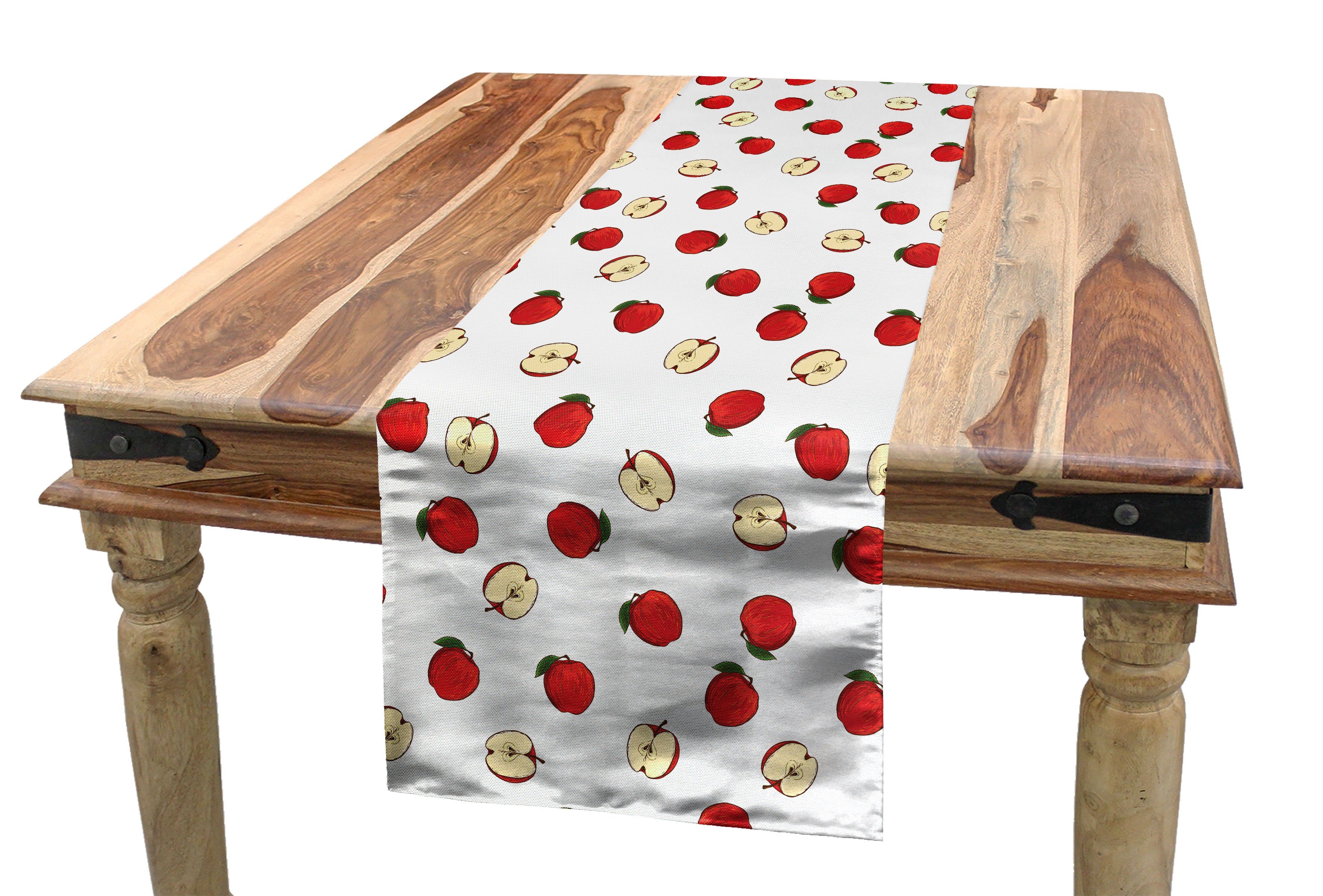 Abakuhaus Tischläufer Esszimmer Küche Rechteckiger Dekorativer Tischläufer, Apfel Leuchtende Frucht-Scheiben | Tischläufer