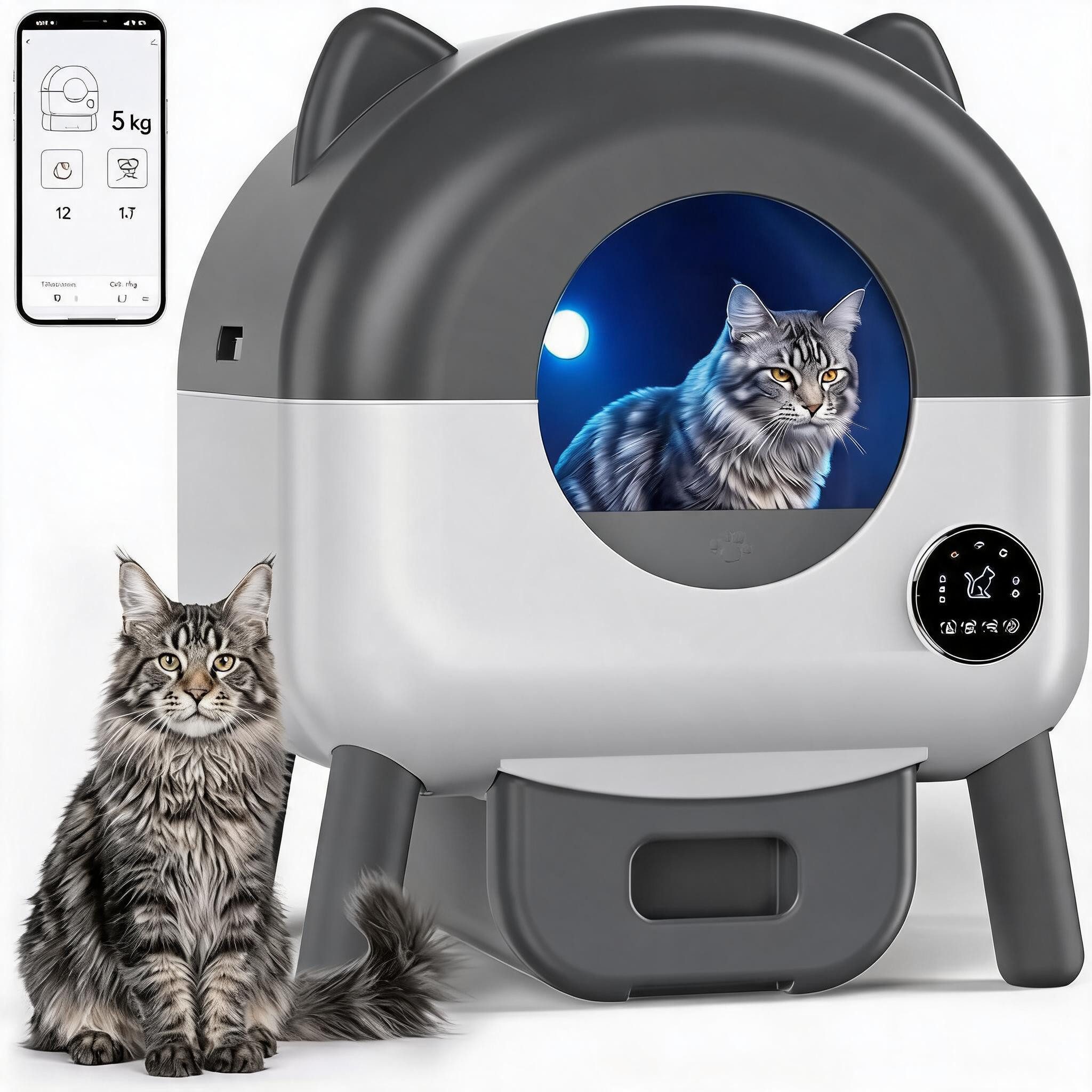 GarveeMore Katzentoilette Automatische selbstreinigende Katzentoilette 72 L