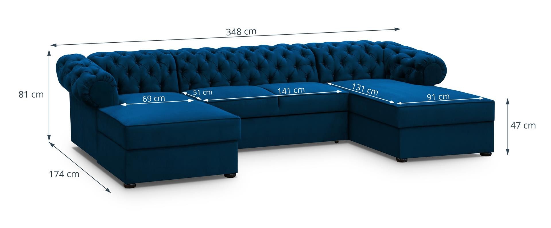 Beautysofa Ecksofa mit Schlaffunktion und zwei Bettkasten Chester U, hochwertige, exklusive Möbel, modernes Design