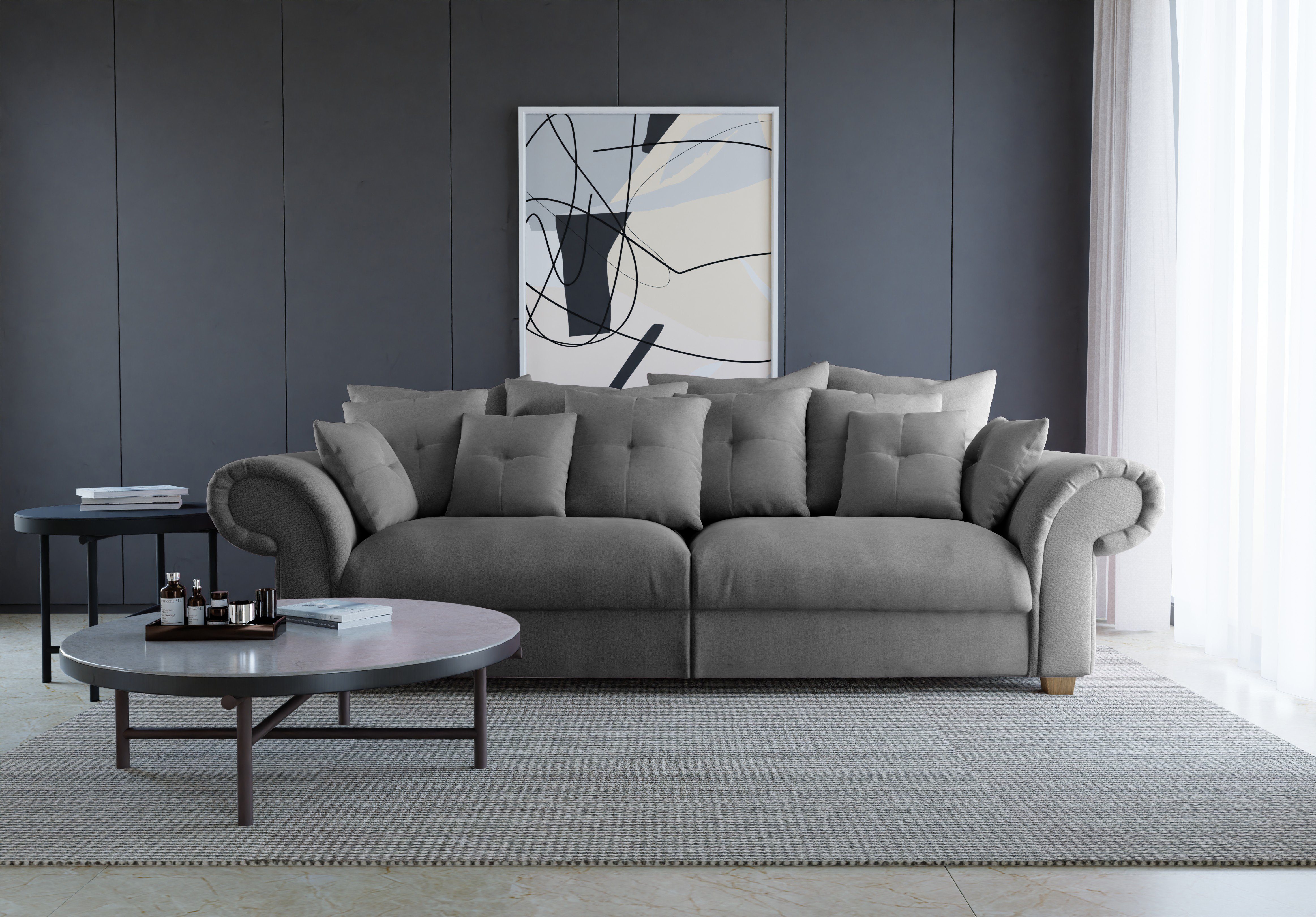 Sofa London, Stoff Dark Stoffsofa Grey Polstercouch Polstersofa, Sofa Big-Sofa Dreams Strukturstoff, Webstoff,