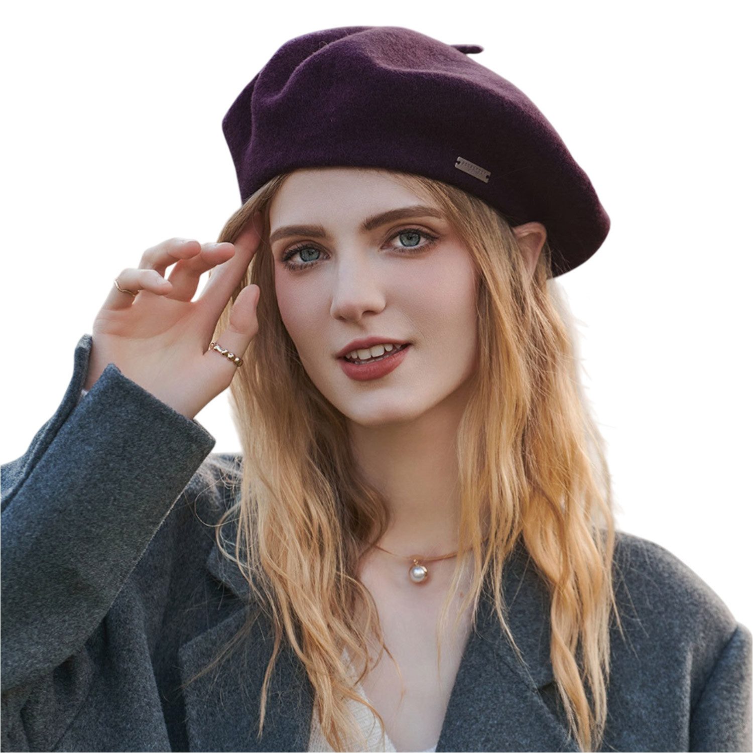 Refttenw Baskenmütze Damen Französische Barett, Klassische Woll Baskenmütze günstig online kaufen