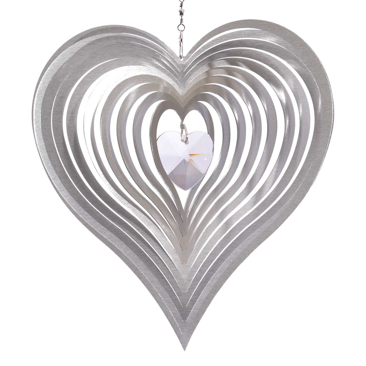ILLUMINO Windspiel »Edelstahl Windspiel Herz Amica Cara mit klarem 28