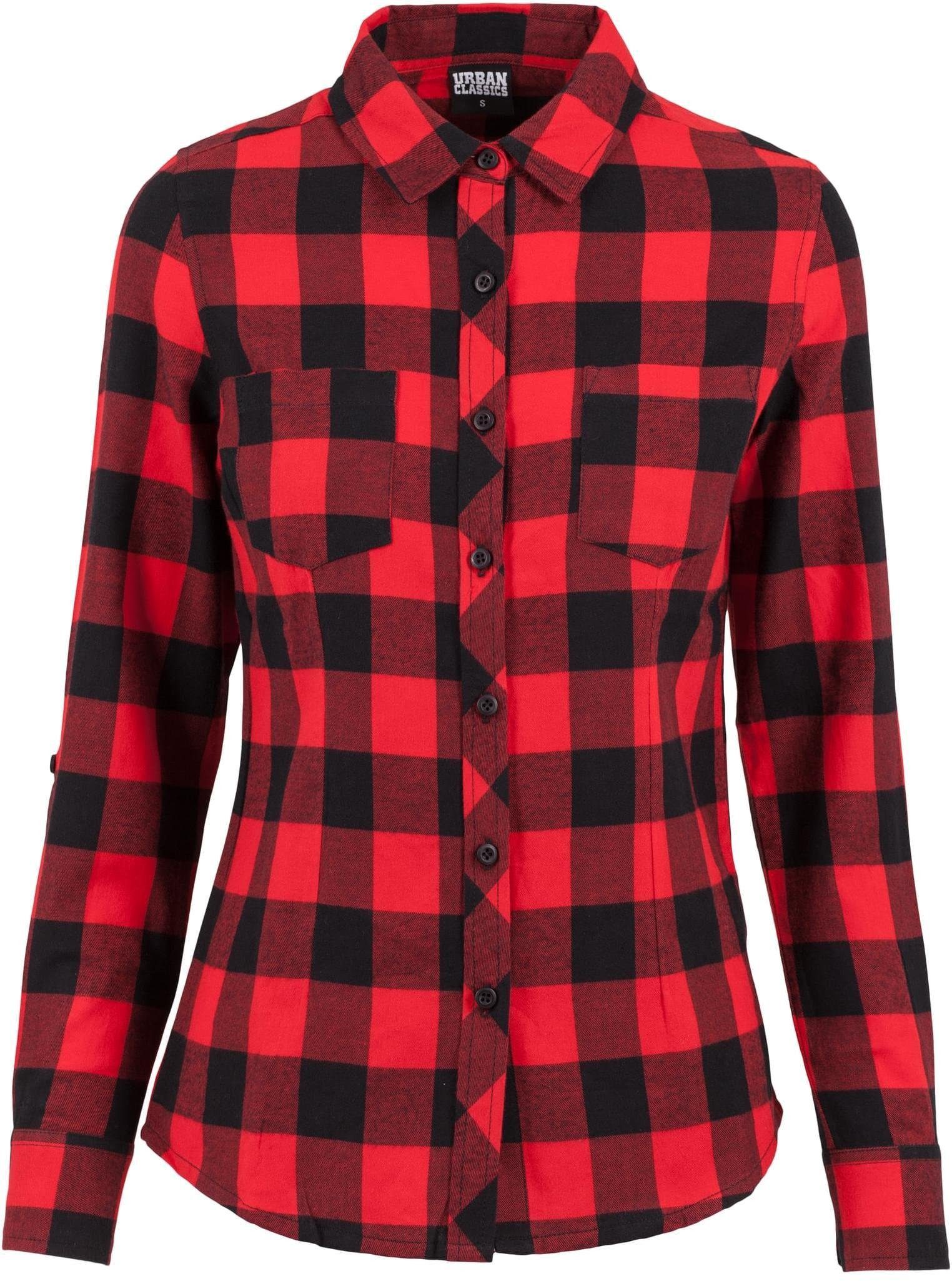 URBAN CLASSICS Outdoorhemd Damen Turnup Checked Flanell Shirt Bluse günstig online kaufen